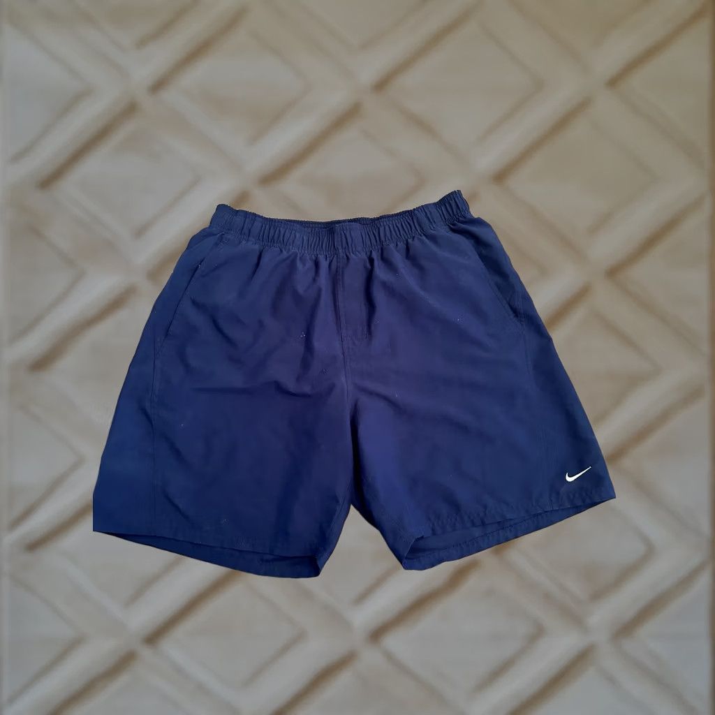 Nike VINTAGE Nike Swim Trunk Men’s Medium Blue Embroidered Swoosh Nylon Shorts Size US 31 - 1 Thumbnail