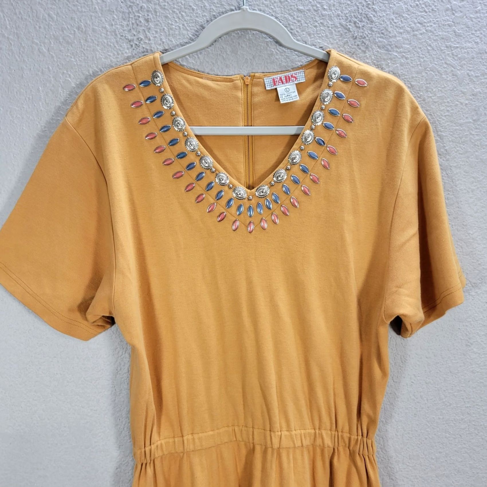 Vintage VINTAGE FADS Shirt Dress L Orange Boho Concho Embellished Collar Casual Women’s Size L / US 10 / IT 46 - 4 Thumbnail