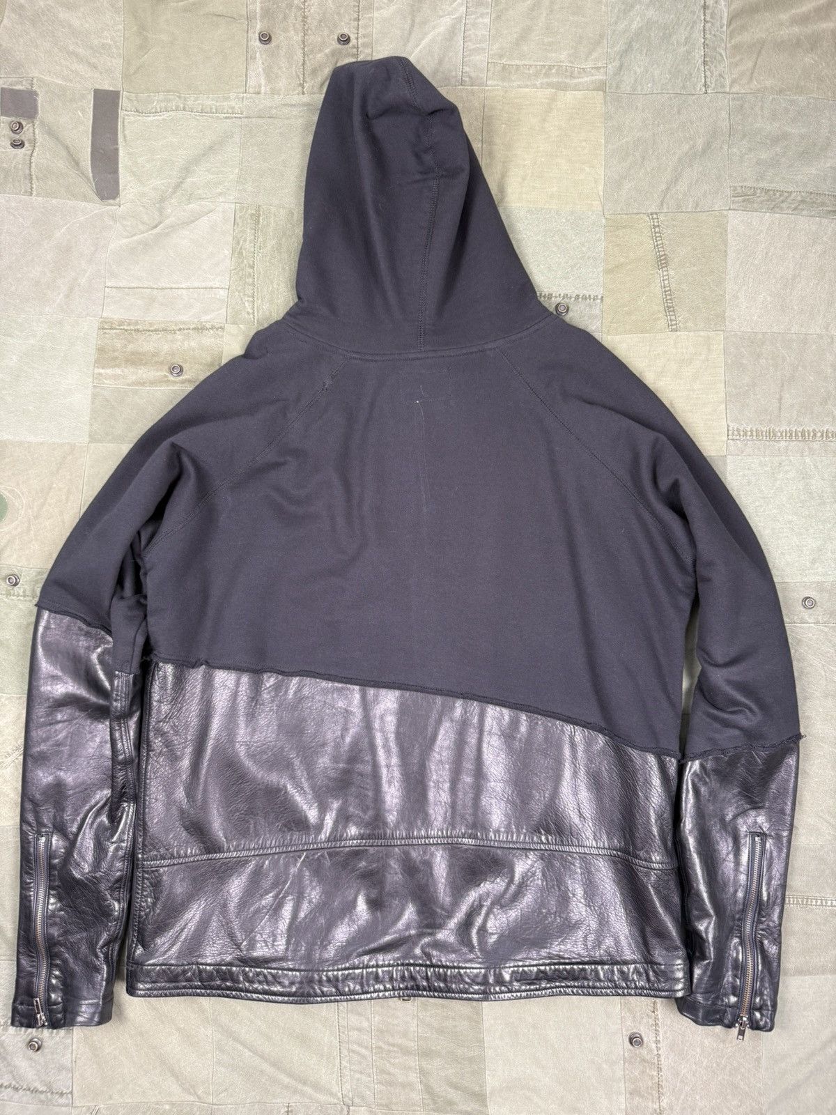 Greg Lauren 50/50 Black Leather Zip Hoodie Size US L / EU 52-54 / 3 - 4 Thumbnail