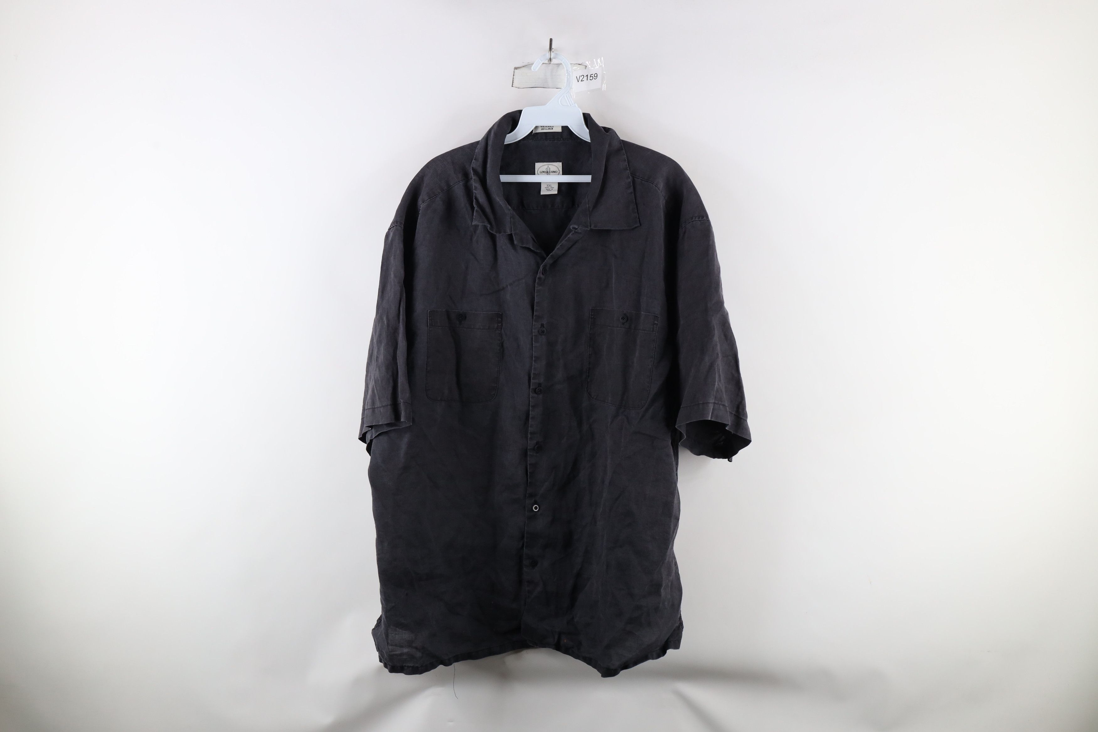 Vintage Vintage 90s Streetwear Looped Collar Button Shirt Black Size US XXL / EU 58 / 5 - 1 Thumbnail