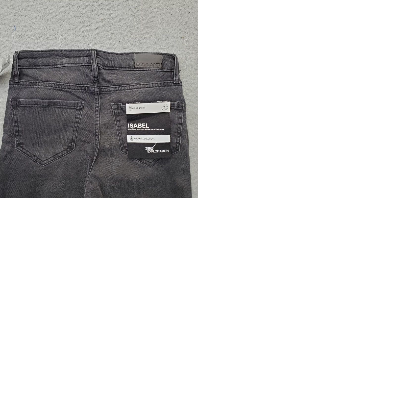 Denime Outland Jeans Women 24 Black Denim Isabel 28" Length Harriet Mid-Rise Skinny Leg Women Size 24 Denim Dark Black Size 42" / US 20 - 9 Thumbnail