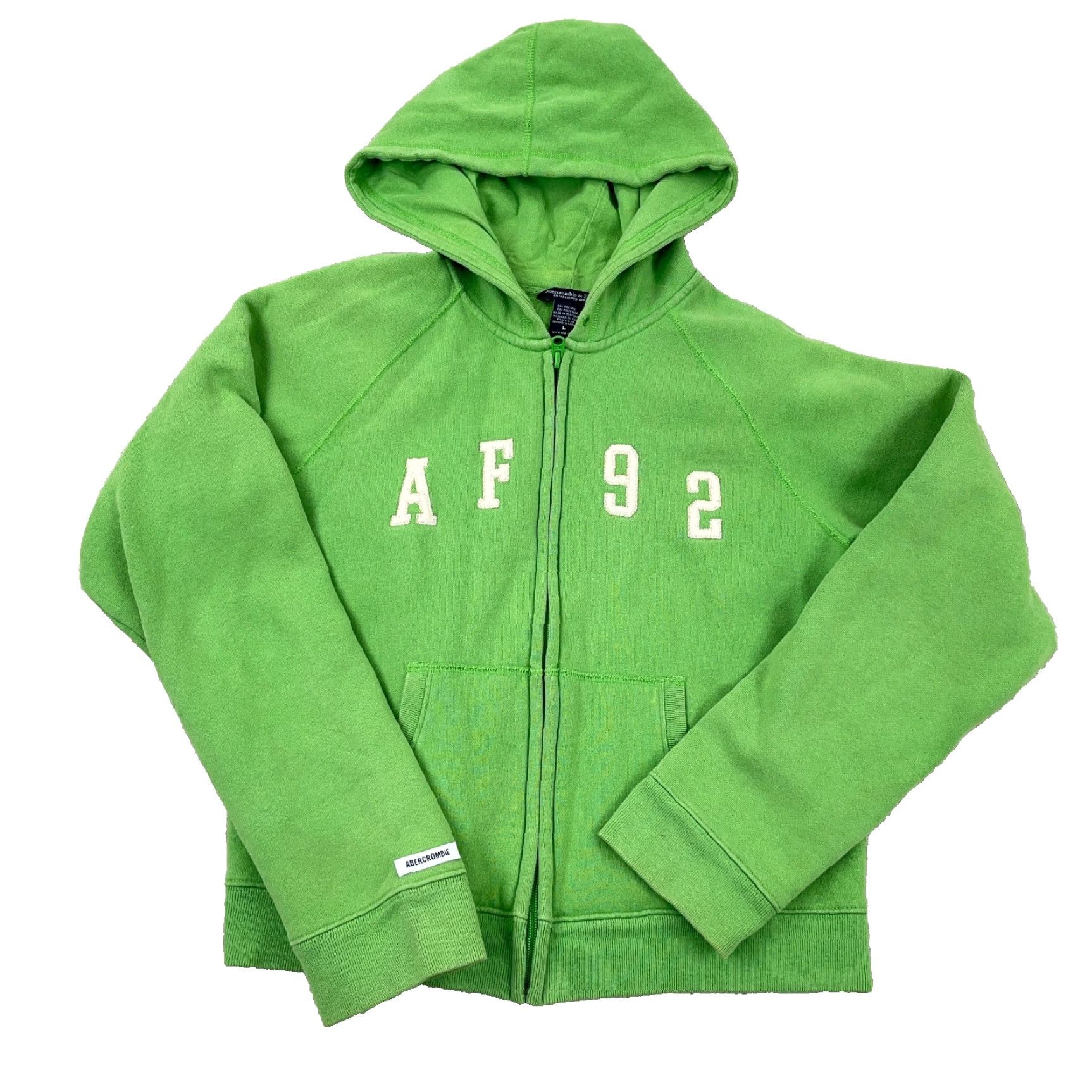 Abercrombie & Fitch VINTAGE Abercrombie & Fitch Hoodie Women Large Lime Green Full Zip Jacket Size L / US 10 / IT 46 - 2 Thumbnail