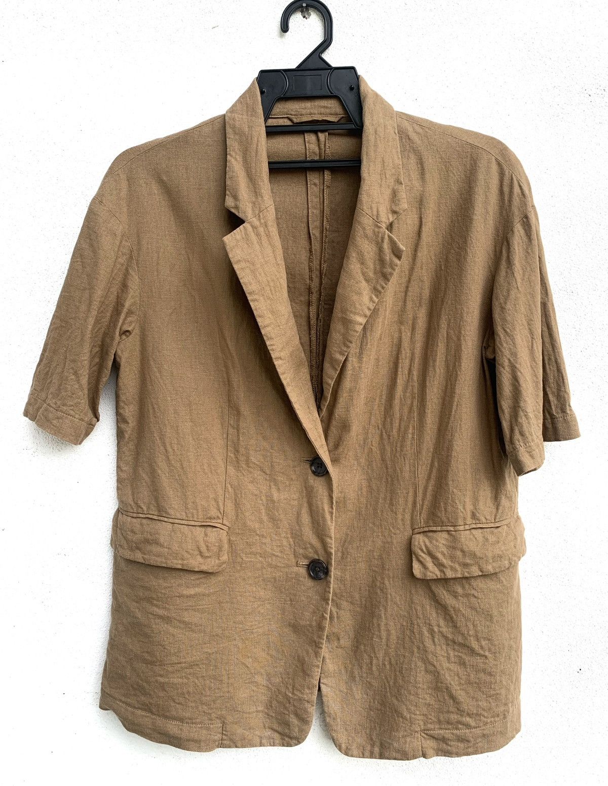GU × Japanese Brand × Vintage Vintage Double Pockets Formal Shirt linen Materials.. Size M / US 6-8 / IT 42-44 - 2 Thumbnail