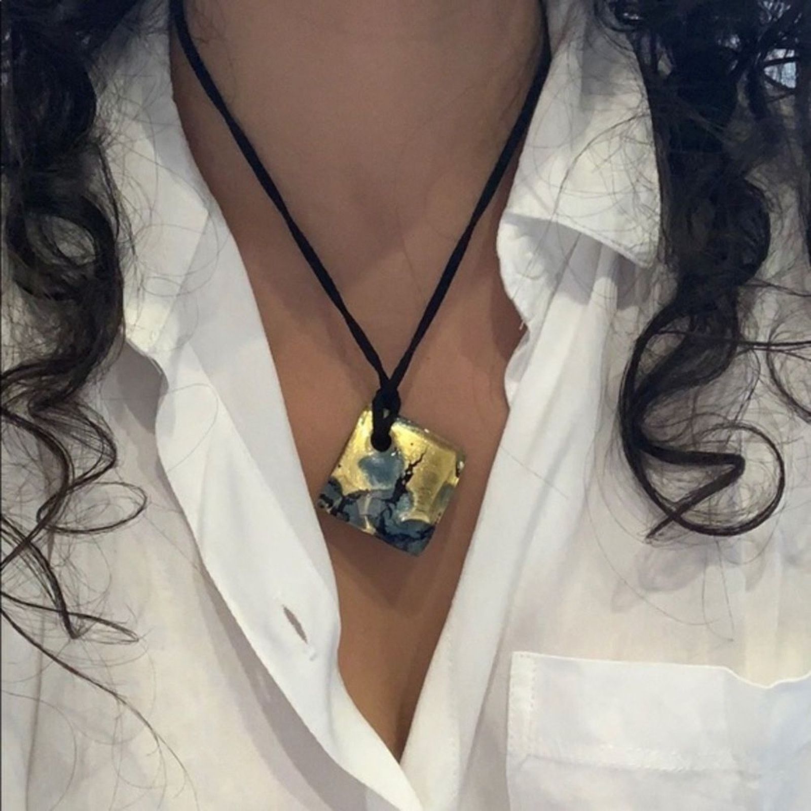 Other Artisan Square Glass Pendant Necklace | Sz OS Size ONE SIZE - 2 Thumbnail