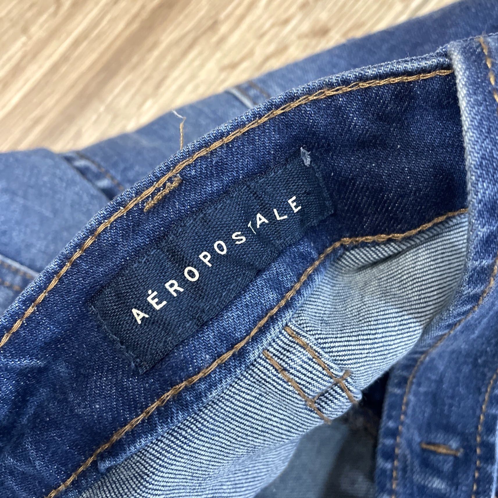 Aeropostale VINTAGE Aeropostale Denim Bib Overalls Womens XL Medium Wash Distressed 80s 90s Festival Bohemian Grunge Size 40" / US 18 - 5 Thumbnail