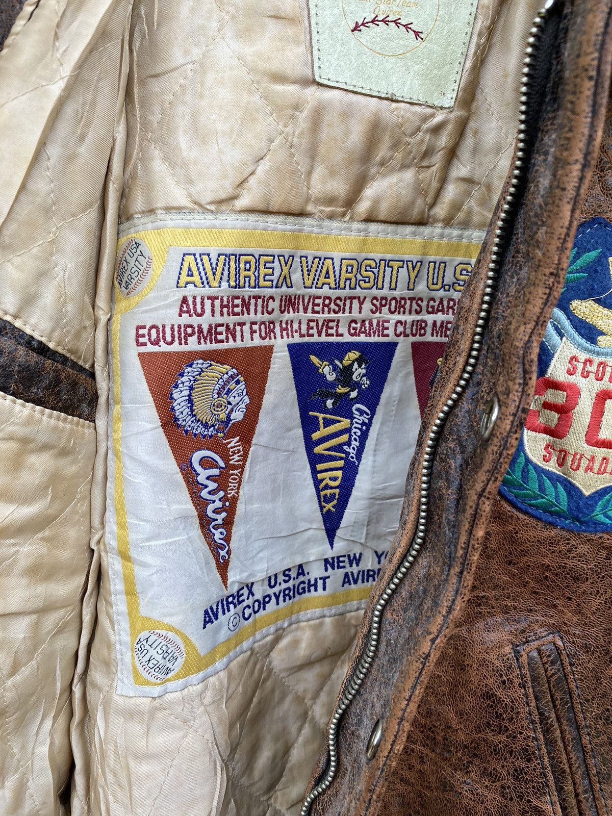 Avirex Vintage Avirex Mohawks leather varsity jacket Size US XS / EU 42 / 0 - 16 Thumbnail