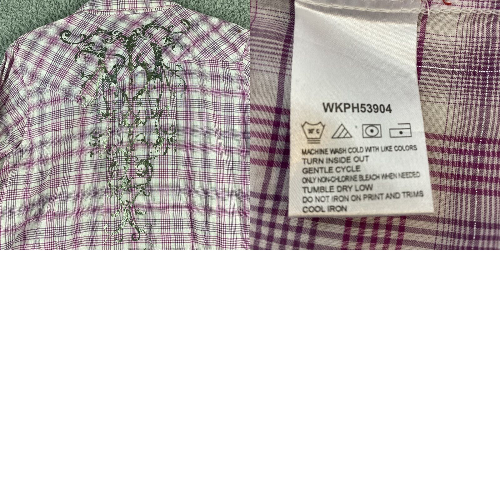Wrangler VINTAGE Wrangler Rock 47 Pearl Snap Shirt Western Plaid Men’s Large Pink 47-32 Rhinestone Snap Closure Size US L / EU 52-54 / 3 - 8 Thumbnail