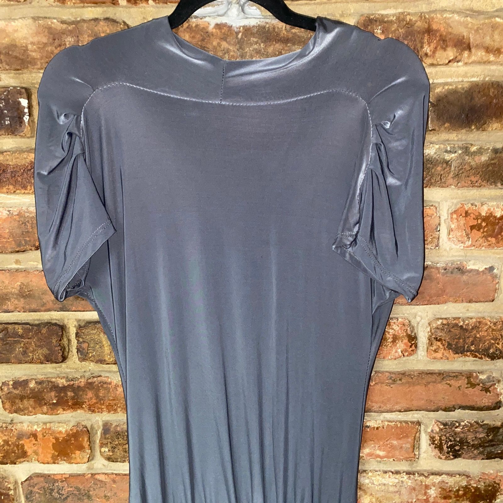 Other Perla Nera Gray Silver Metallic Cowl Neck Jumpsuit 8 Size 30" / US 8 / IT 44 - 7 Thumbnail