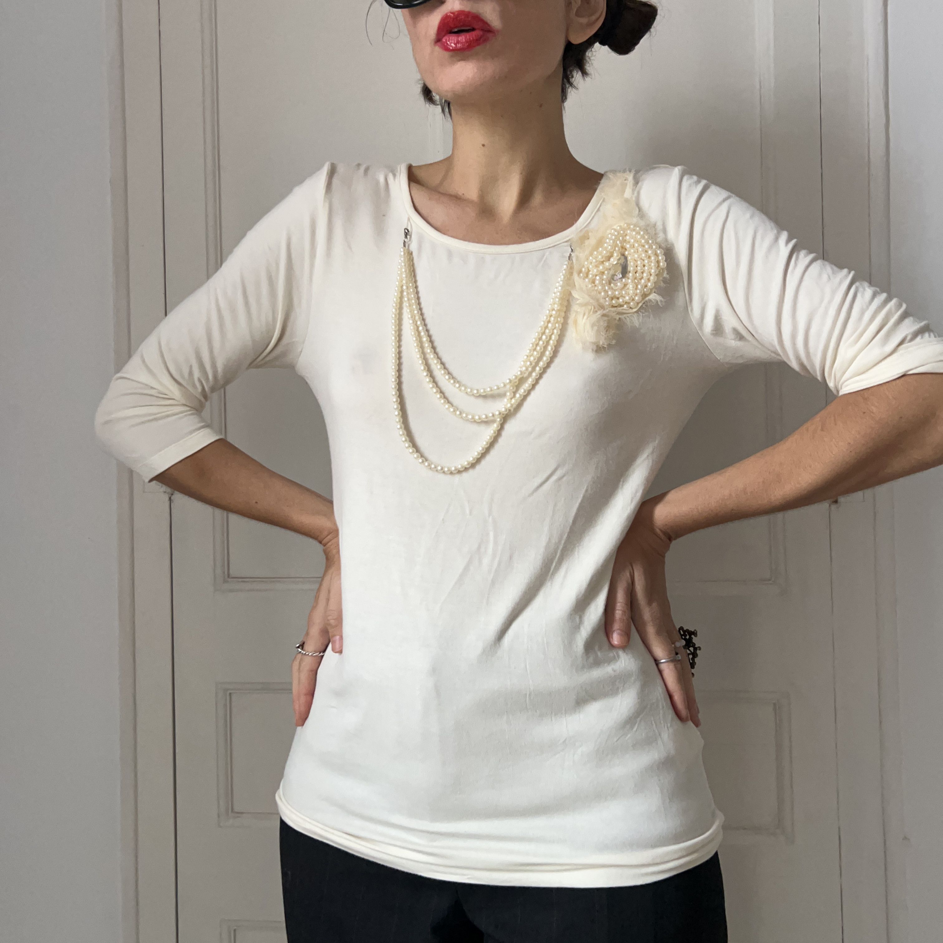 Vintage Vintage Y2K Pearl Applique Top Size M / US 6-8 / IT 42-44 - 8 Thumbnail