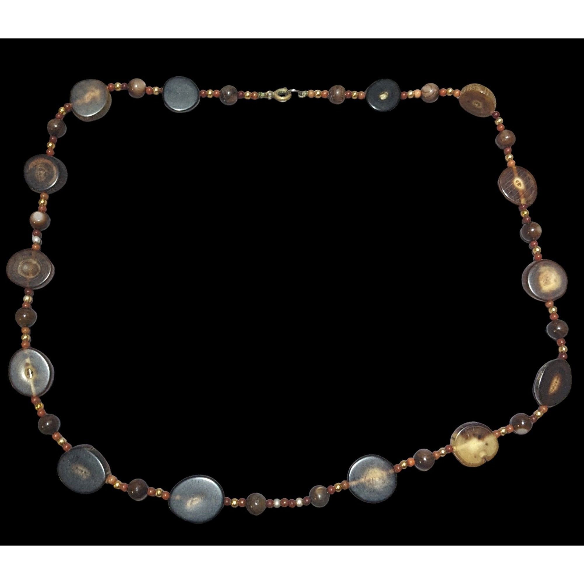 Other Vintage Polished Wood Slice Beaded Necklace Size ONE SIZE - 2 Thumbnail