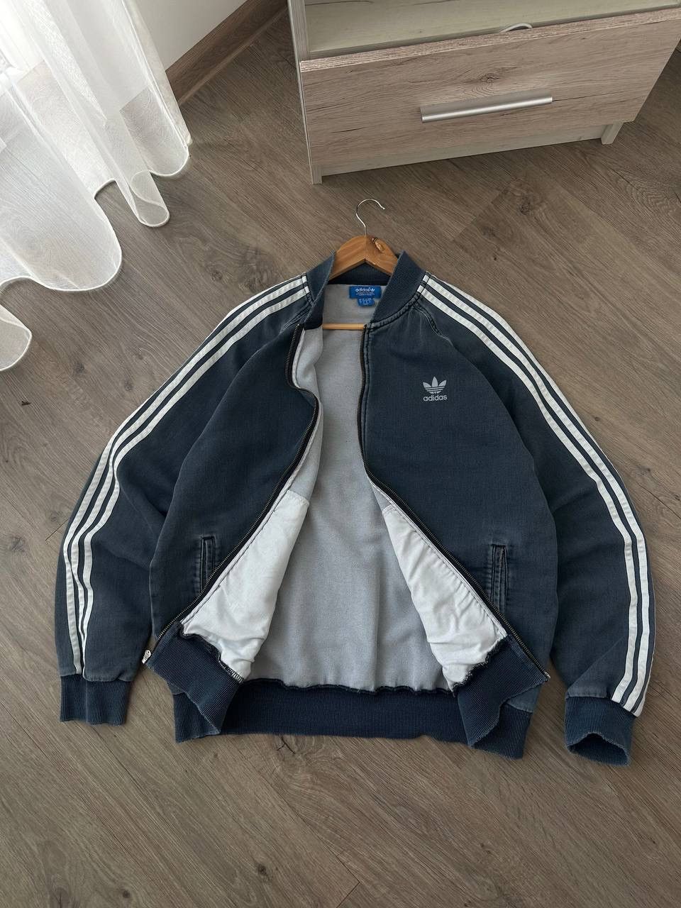 Adidas × Vintage Vintage Adidas Distressed Faded Blue Zip Hoodie Size US XL / EU 56 / 4 - 18 Thumbnail