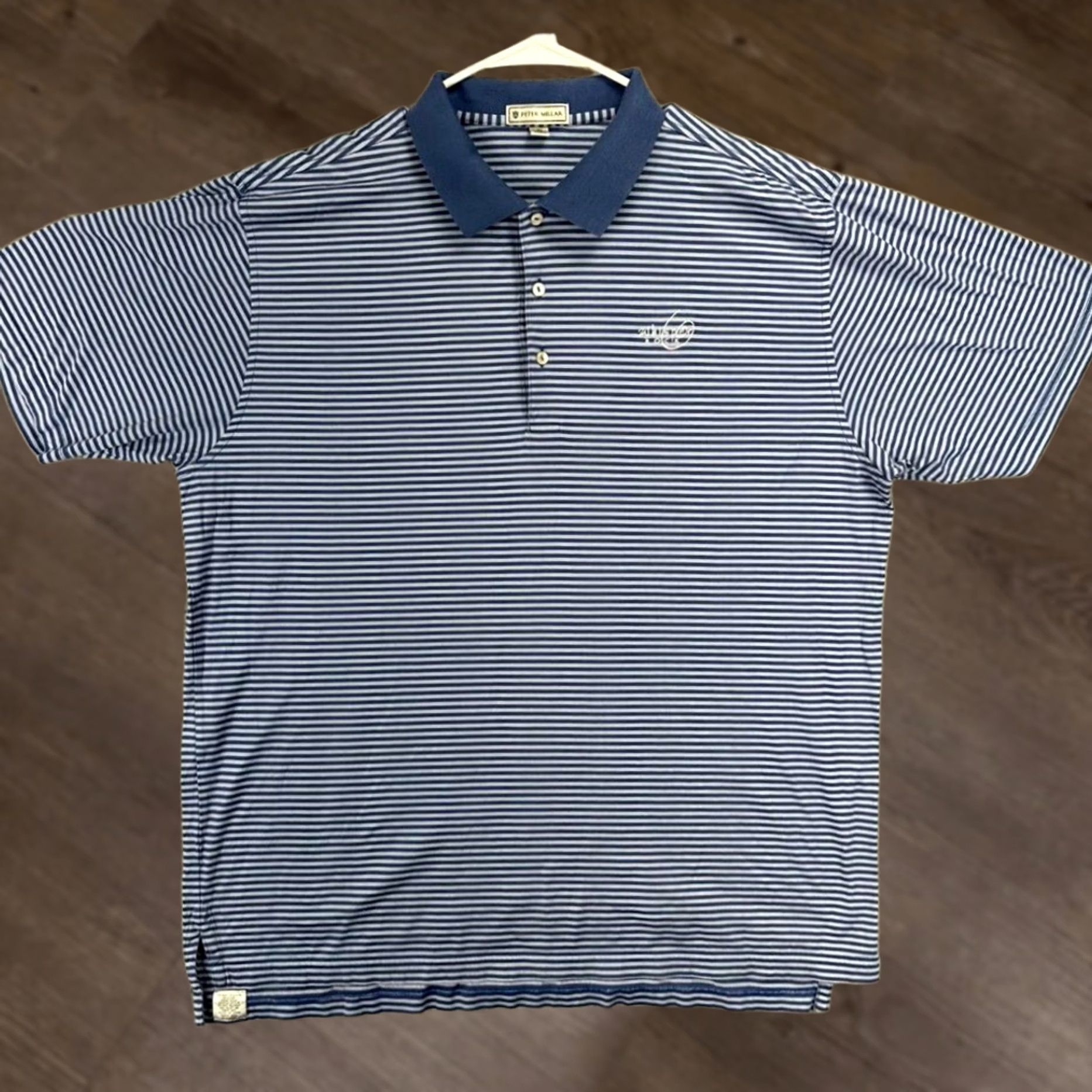 Peter Millar Peter Millar Polo Shirt Mens XL Blue Striped 100% Cotton Short Sleeve Rugby Size US XL / EU 56 / 4 - 1 Thumbnail