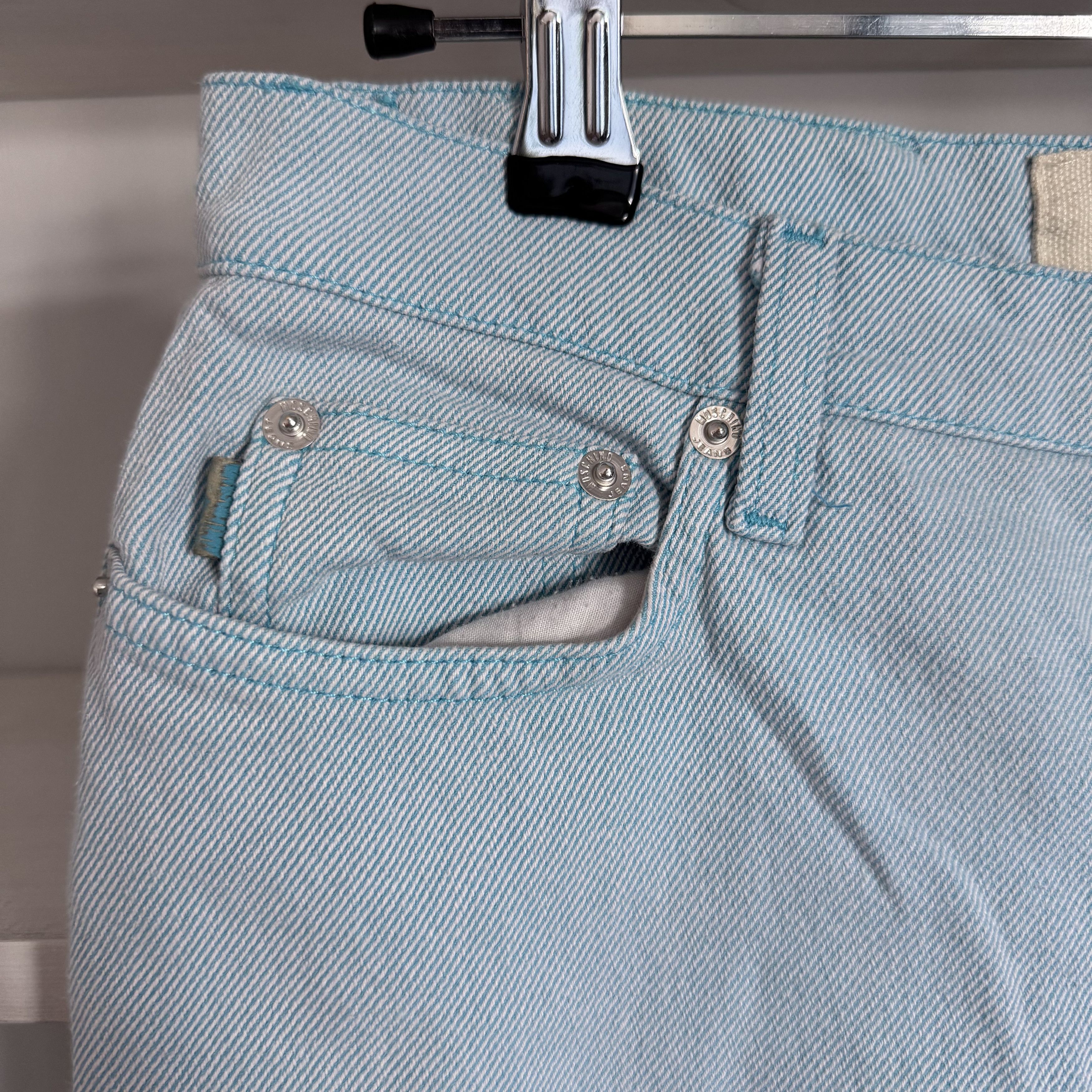 Moschino Vintage MOSCHINO Jeans Logo Blue Light Wide Jeans Size 28" / US 6 / IT 42 - 11 Thumbnail
