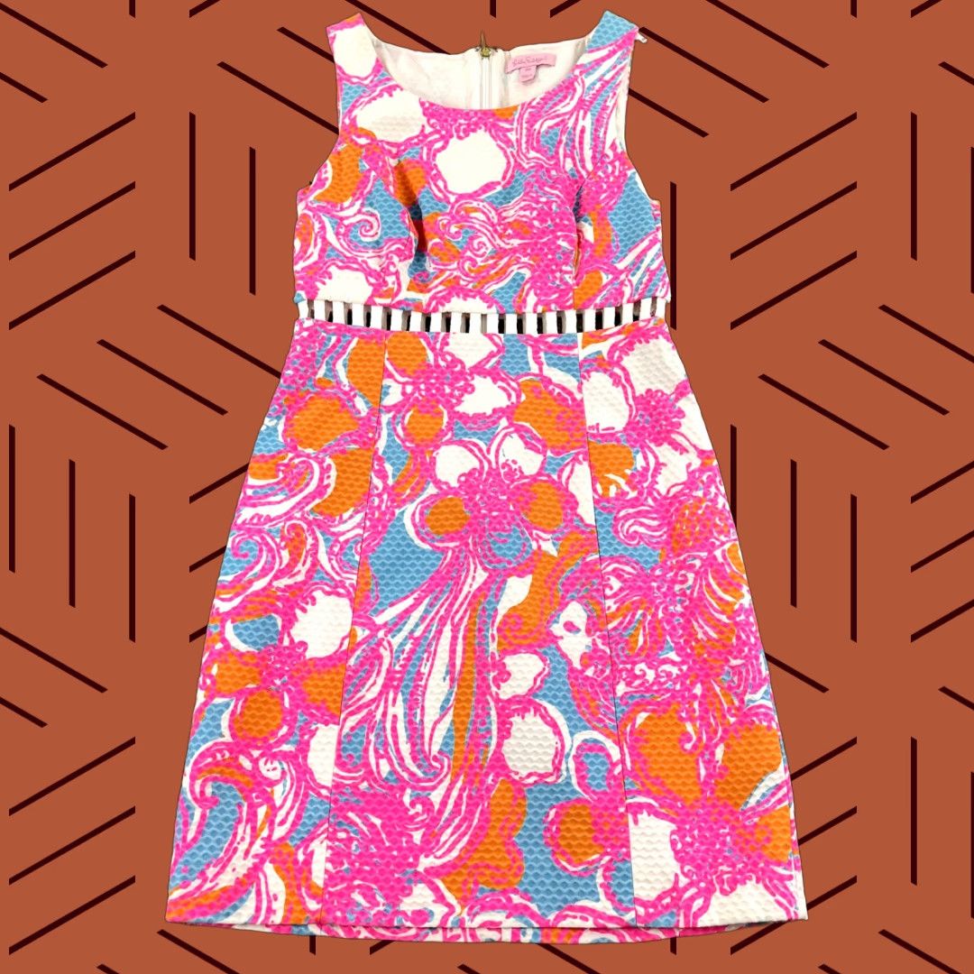 Lilly Pulitzer VINTAGE Lilly Pulitzer Dress Women Size 00 Iggy Shorely Feeling Tanked Cut Shift Pique Size S / US 4 / IT 40 - 1 Thumbnail