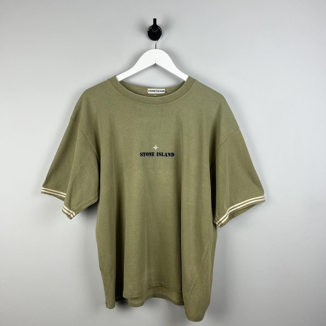 image of 90's Stone Island T-Shirt in Khaki Green, Men's (Size Medium)