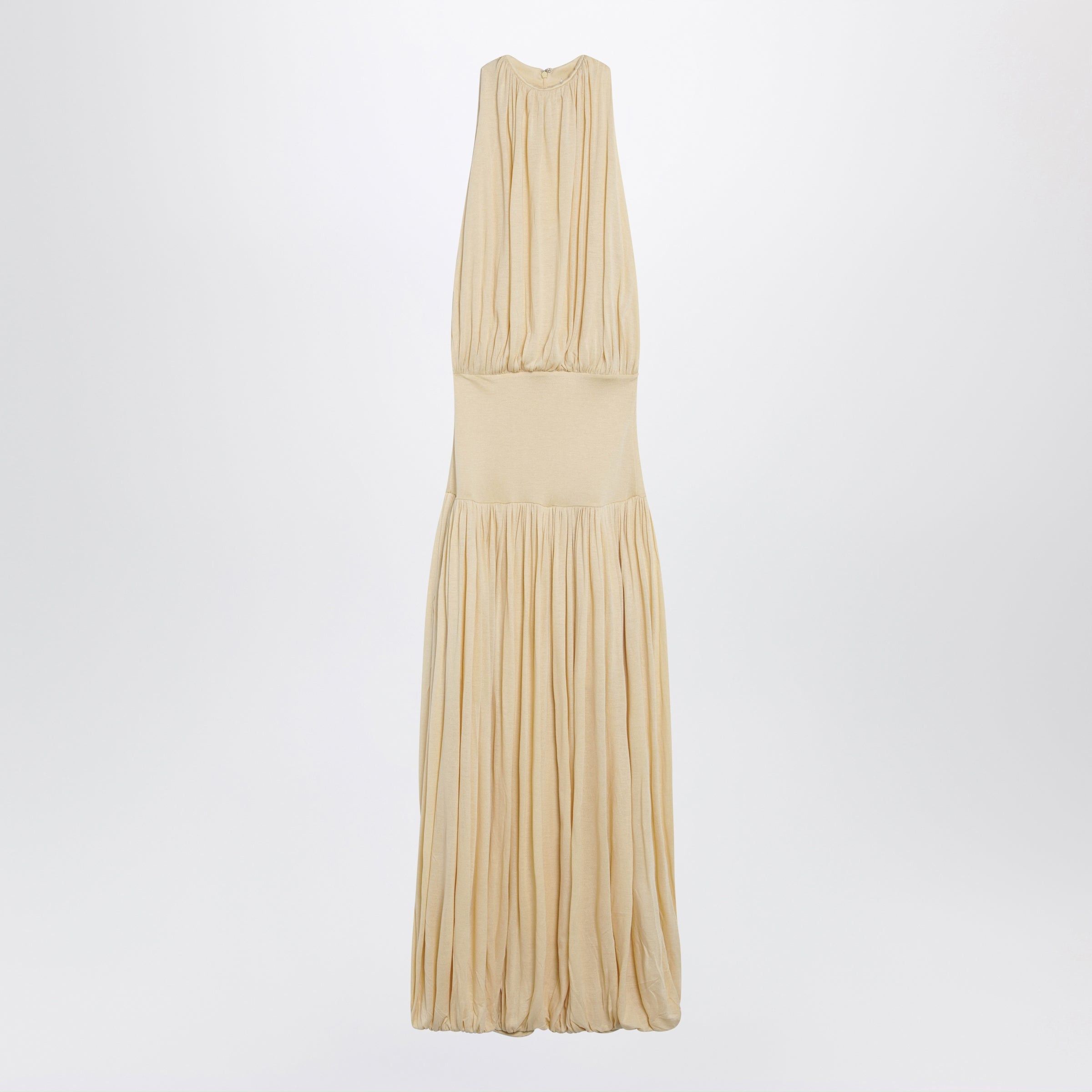 Toteme Toteme Sleeveless Ruched Midi Dress In Yellow Viscose Size ONE SIZE - 1 Thumbnail