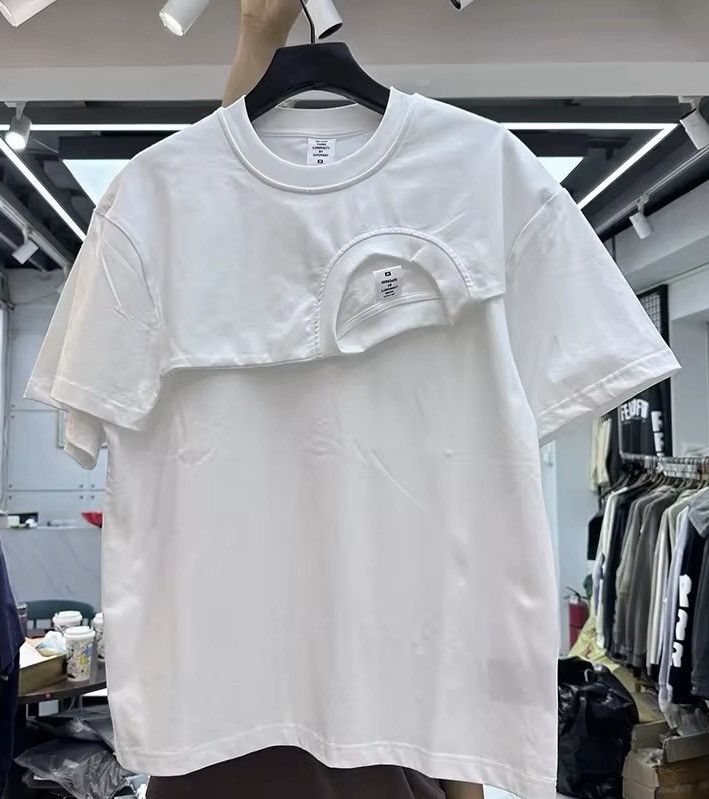 Japanese Brand "Fake Two Shirt" White Tshirt Size US L / EU 52-54 / 3 - 1 Thumbnail