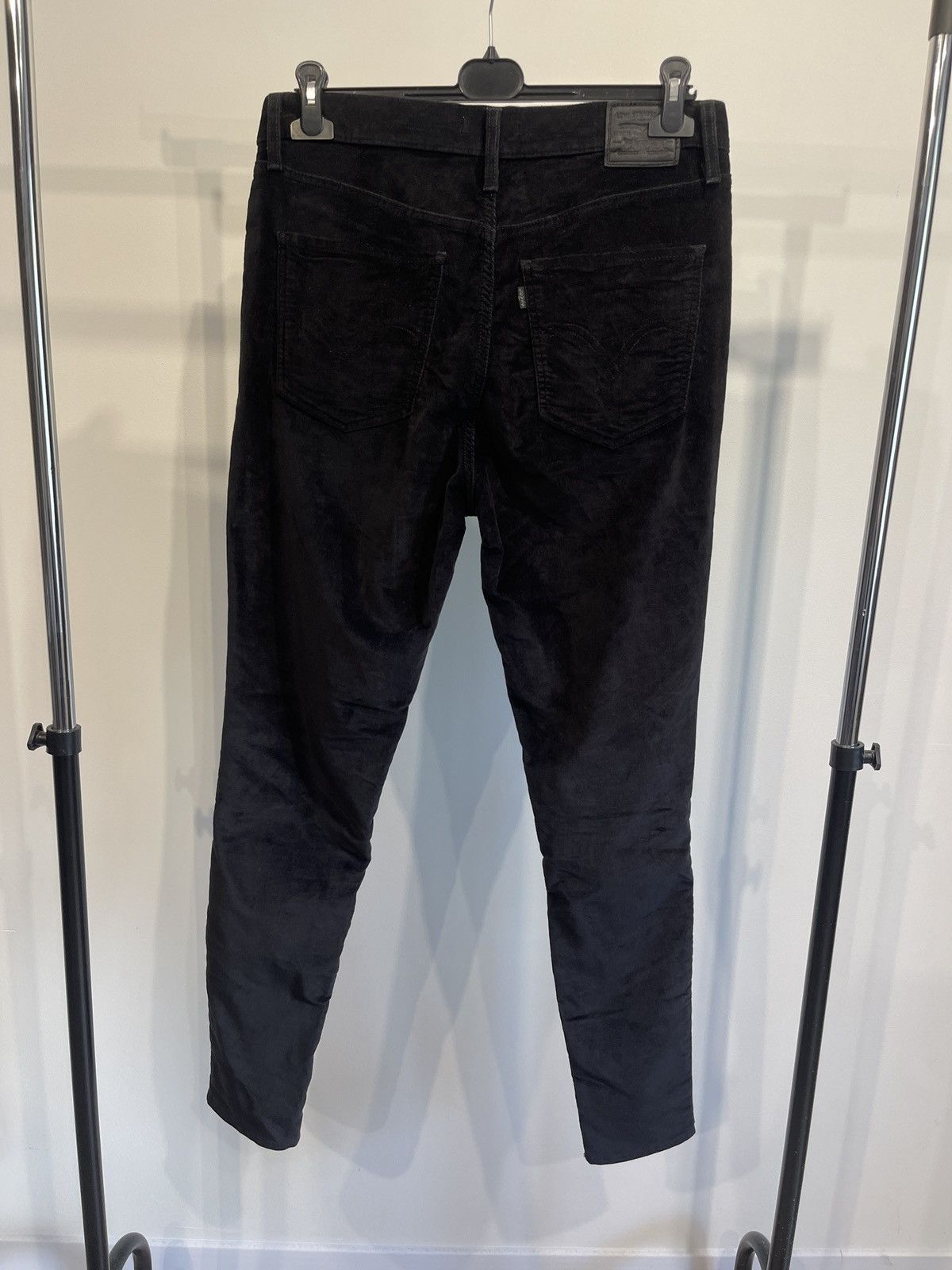 Levi's × Vintage Levi's Premium Mile High Super Skinny Black Velor Pants 32 Size 32" / US 10 / IT 46 - 6 Thumbnail