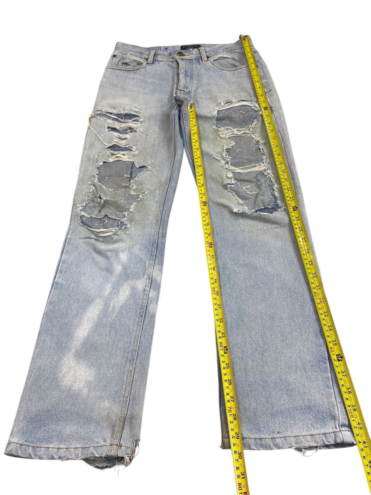 Japanese Brand Japanese Brand Light Wash Style Distressed Patch Work Jeans Size US 30 / EU 46 - 7 Thumbnail