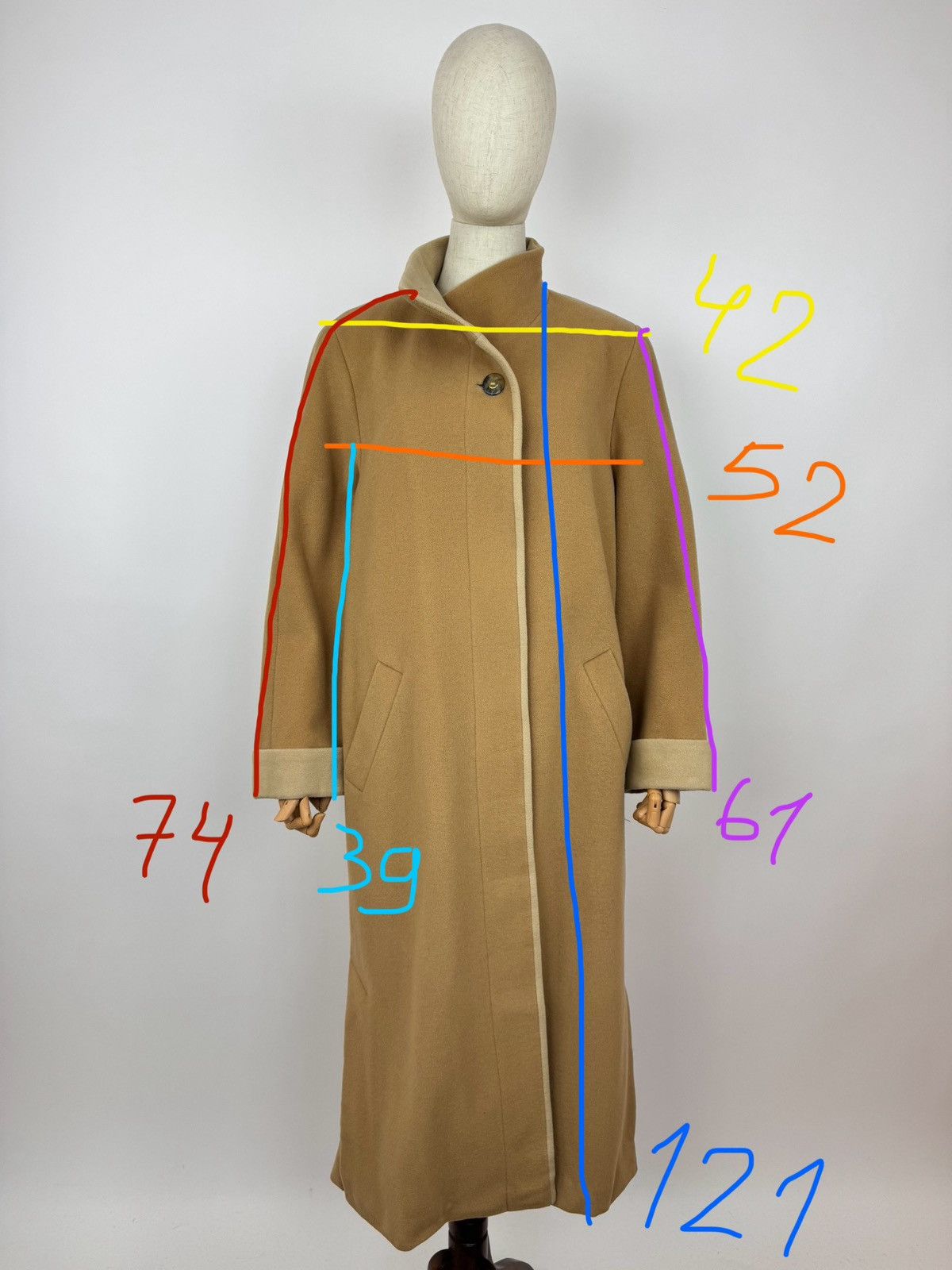 Other Delmod Wool Blend Coat Vintage Merino Velour Beige Peacoat Size S / US 4 / IT 40 - 12 Thumbnail