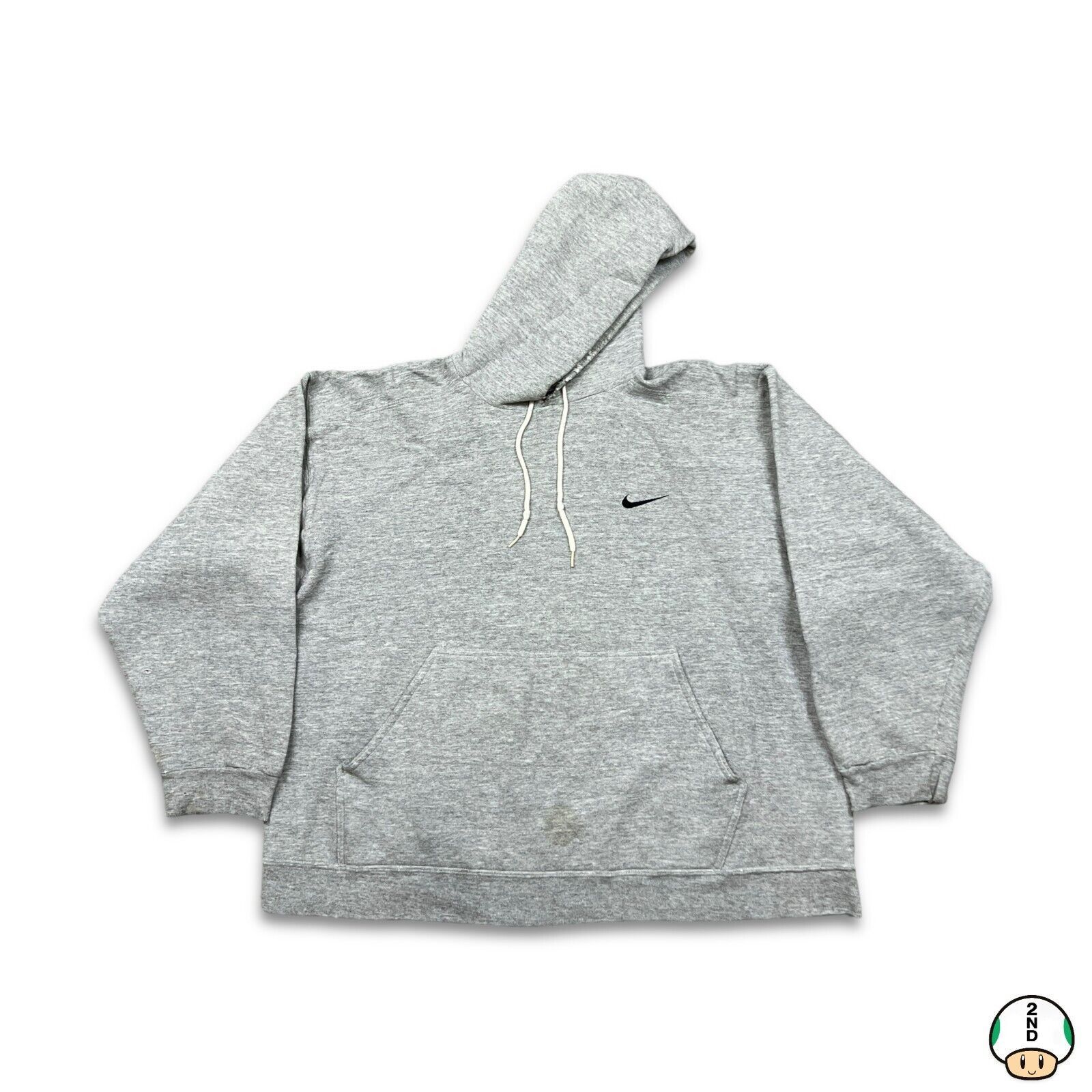 Nike × Vintage VTG Nike Hoodie Large Swoosh Thrashed 90s Hooded Sweatshirt Size US L / EU 52-54 / 3 - 1 Thumbnail