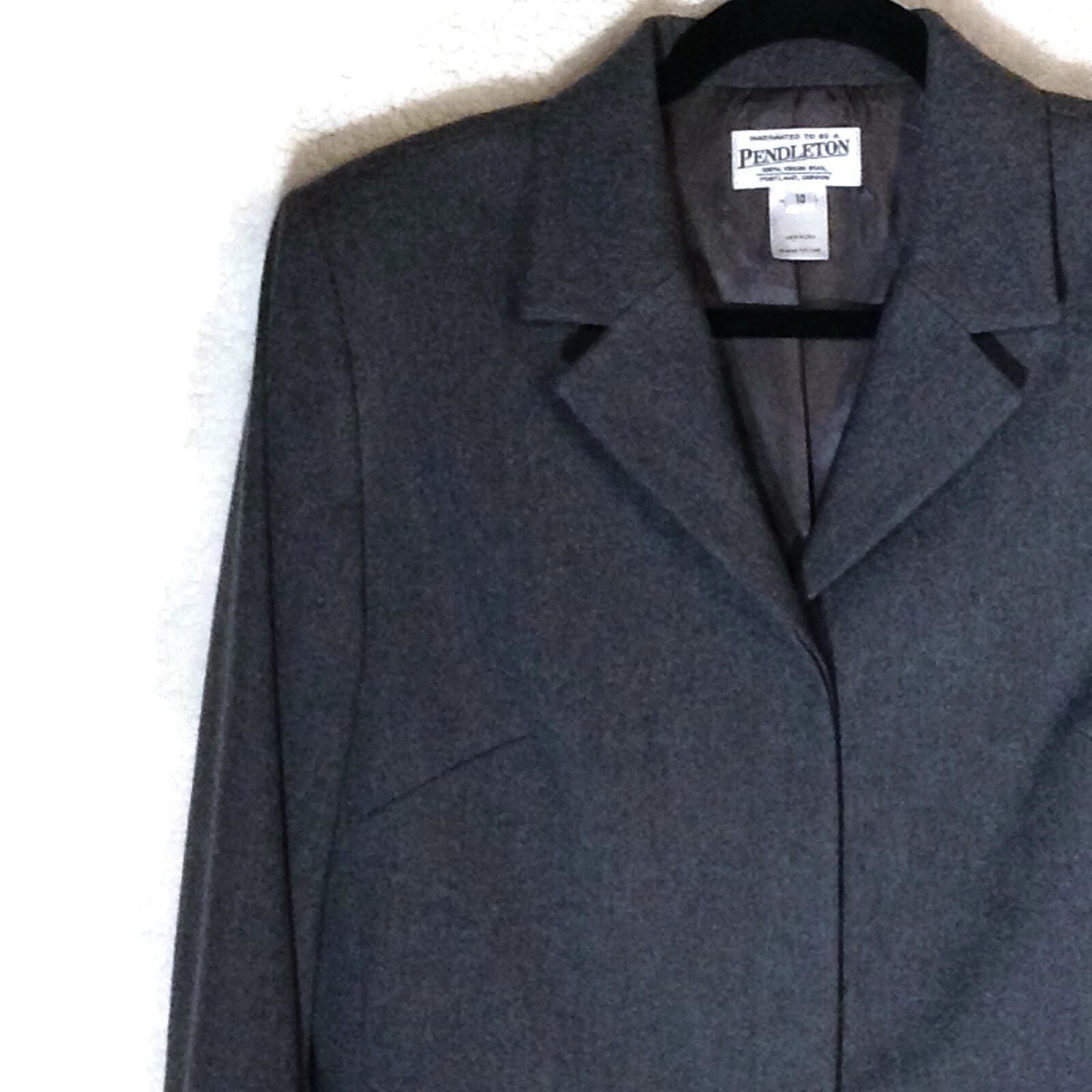 Pendleton Pendleton Wool Gray Blazer SZ 10 Collared Hidden Buttons VTG Size L / US 10 / IT 46 - 5 Thumbnail