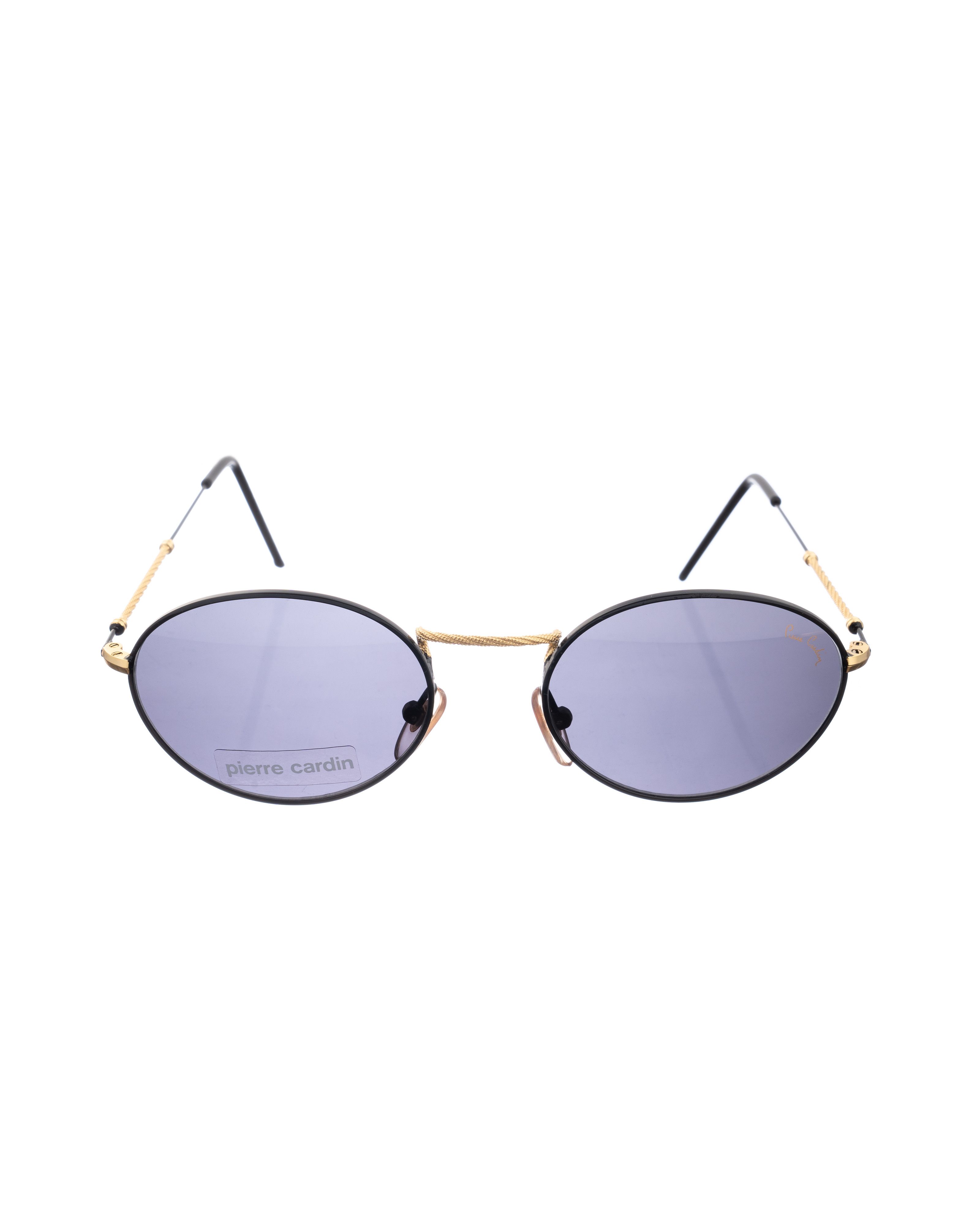 Pierre Cardin Pierre Cardin 00s Classic Black & Gold Oval Sunglasses Size ONE SIZE - 1 Thumbnail
