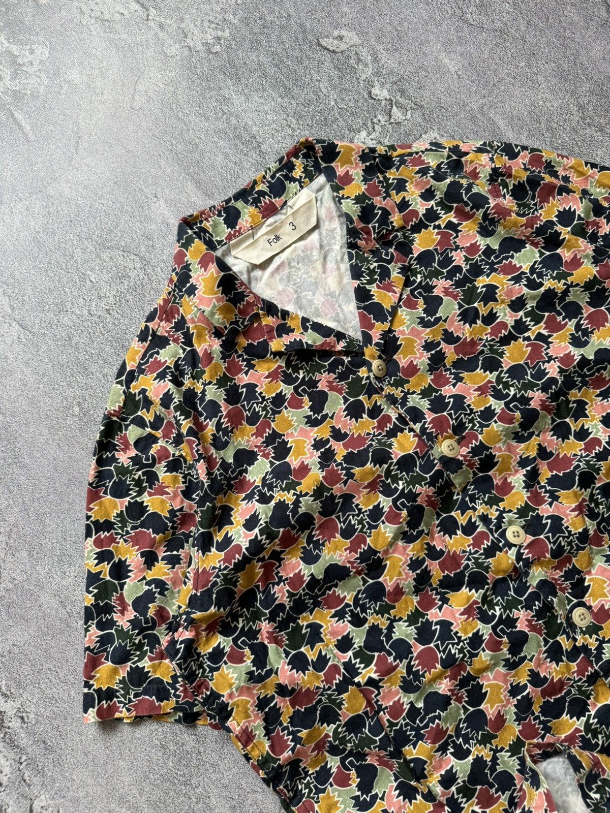 Designer × Folk Folk 3 all printed leaves🍁 flowers shirt button short sleeve Size US L / EU 52-54 / 3 - 2 Thumbnail