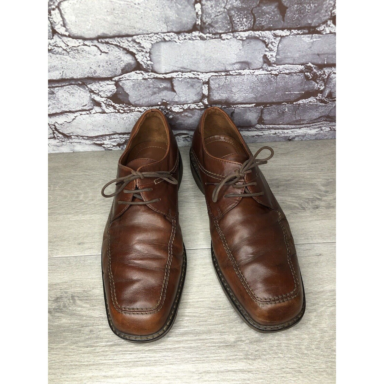 Ecco Ecco Vibram Gumlite Brown Leather Square Toe Oxfords Dress S Size US 12 / EU 45 - 17 Thumbnail