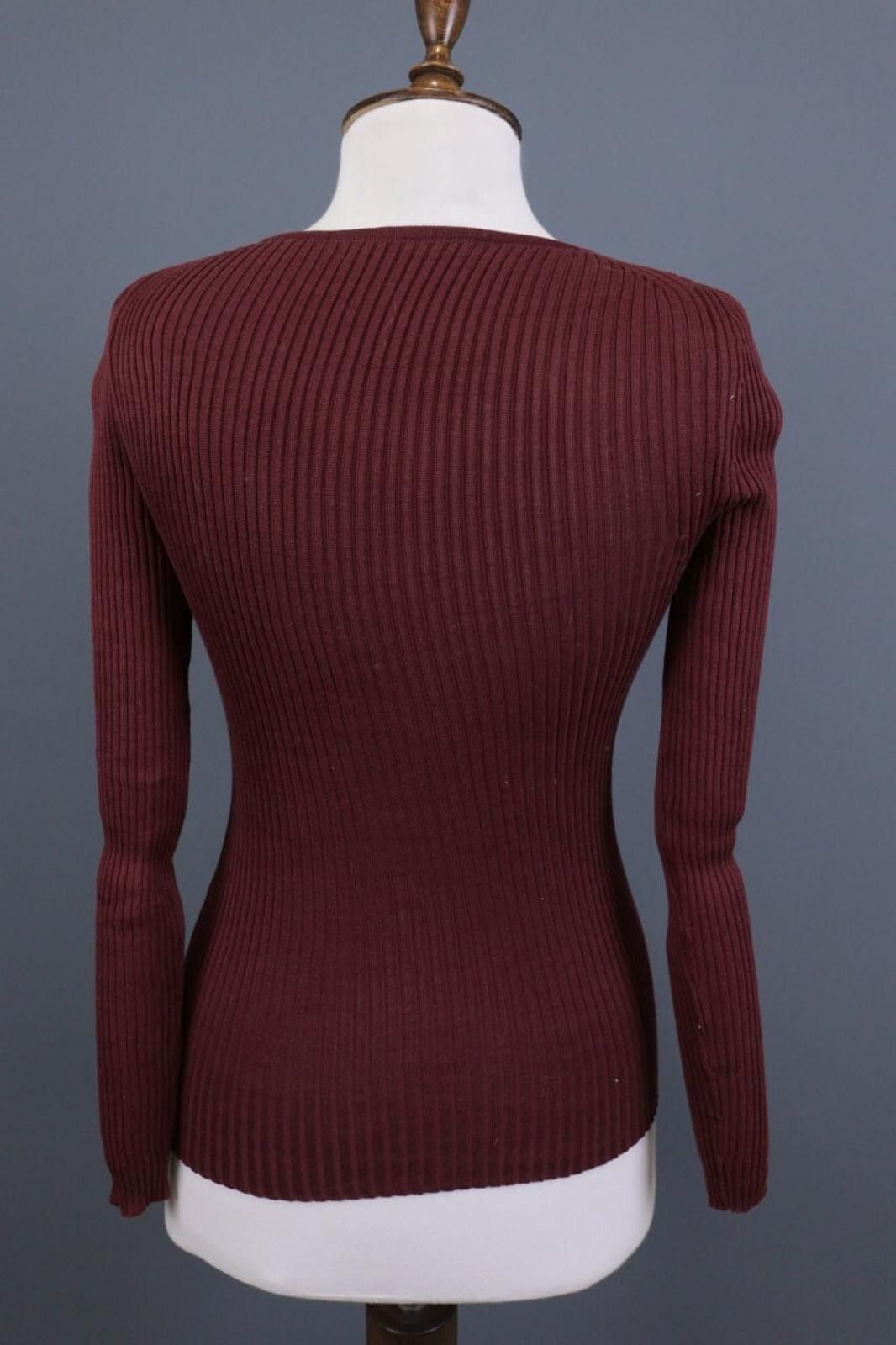 Designer Peruvian Connection Burgundy Ribbed Top Shirt Size S Size S / US 4 / IT 40 - 9 Thumbnail