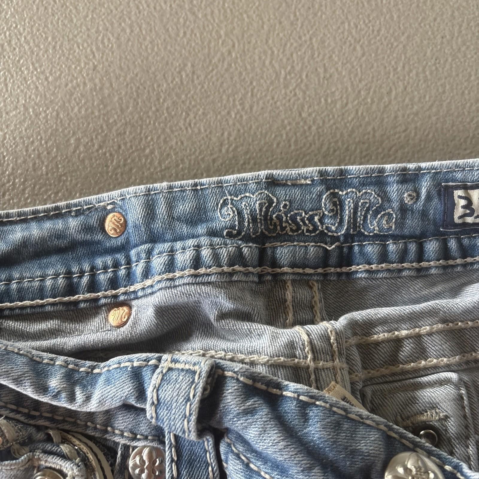 Other Miss Me Blue Straight Jeans with Standard Crop Size 31 Women Size 31" - 4 Thumbnail