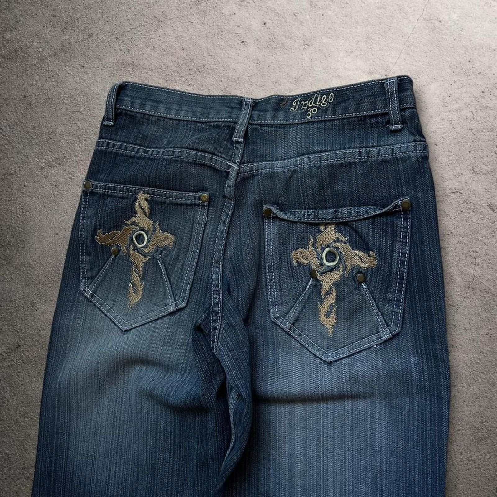 Indigo Indigo Star Jeans Loose Fit Baggy Grunge Hip Hop Skater Y2K Size US 30 / EU 46 - 3 Thumbnail