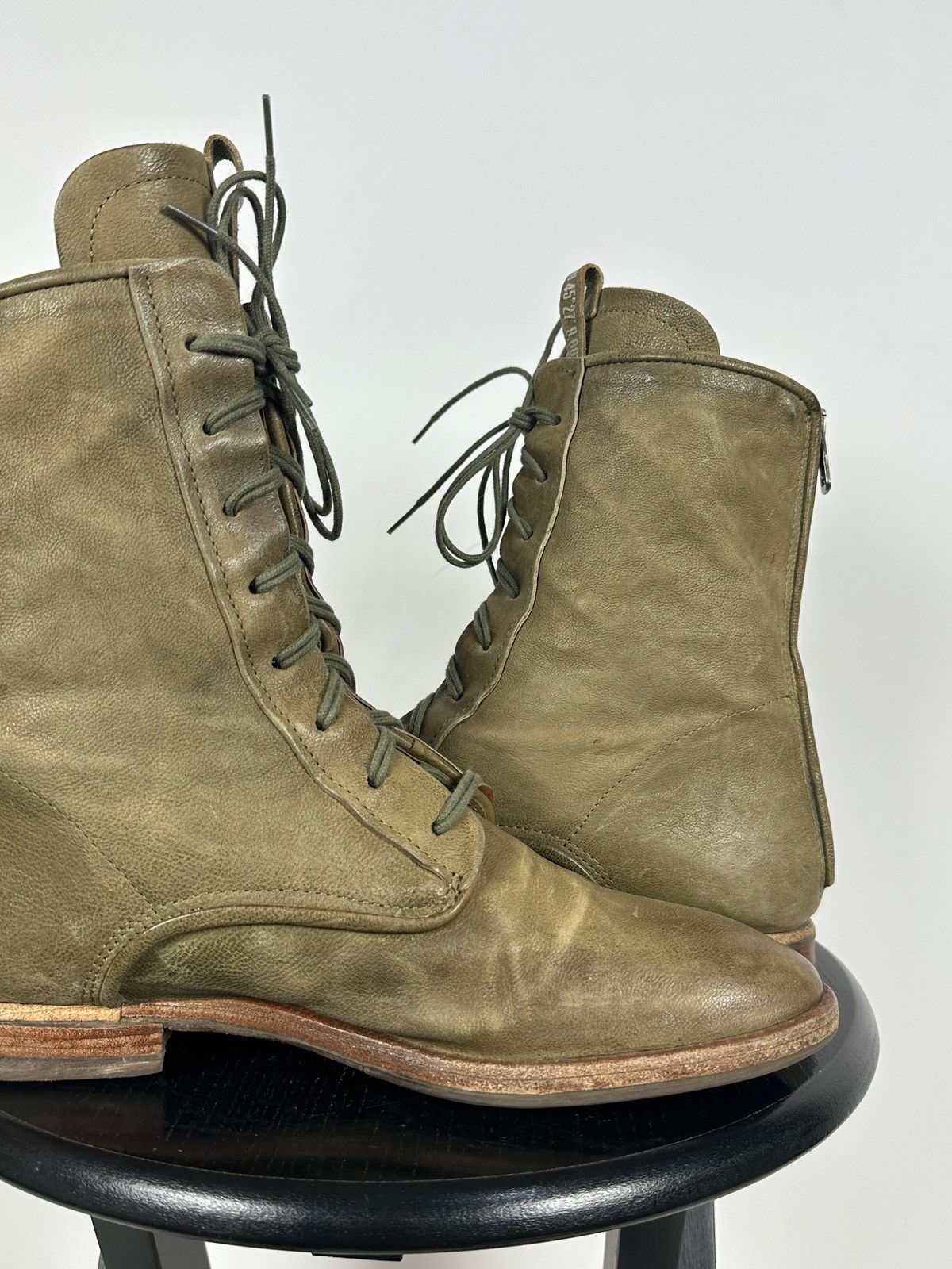 A.S.98 A.S.98. Airstep Olive Green Leather Back Zipper Ankle Boots Size US 11 / IT 41 - 18 Thumbnail