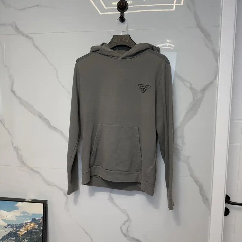 Prada Prada Gray Logo Men's Long Sleeve Hoodie Size US XL / EU 56 / 4 - 1 Thumbnail