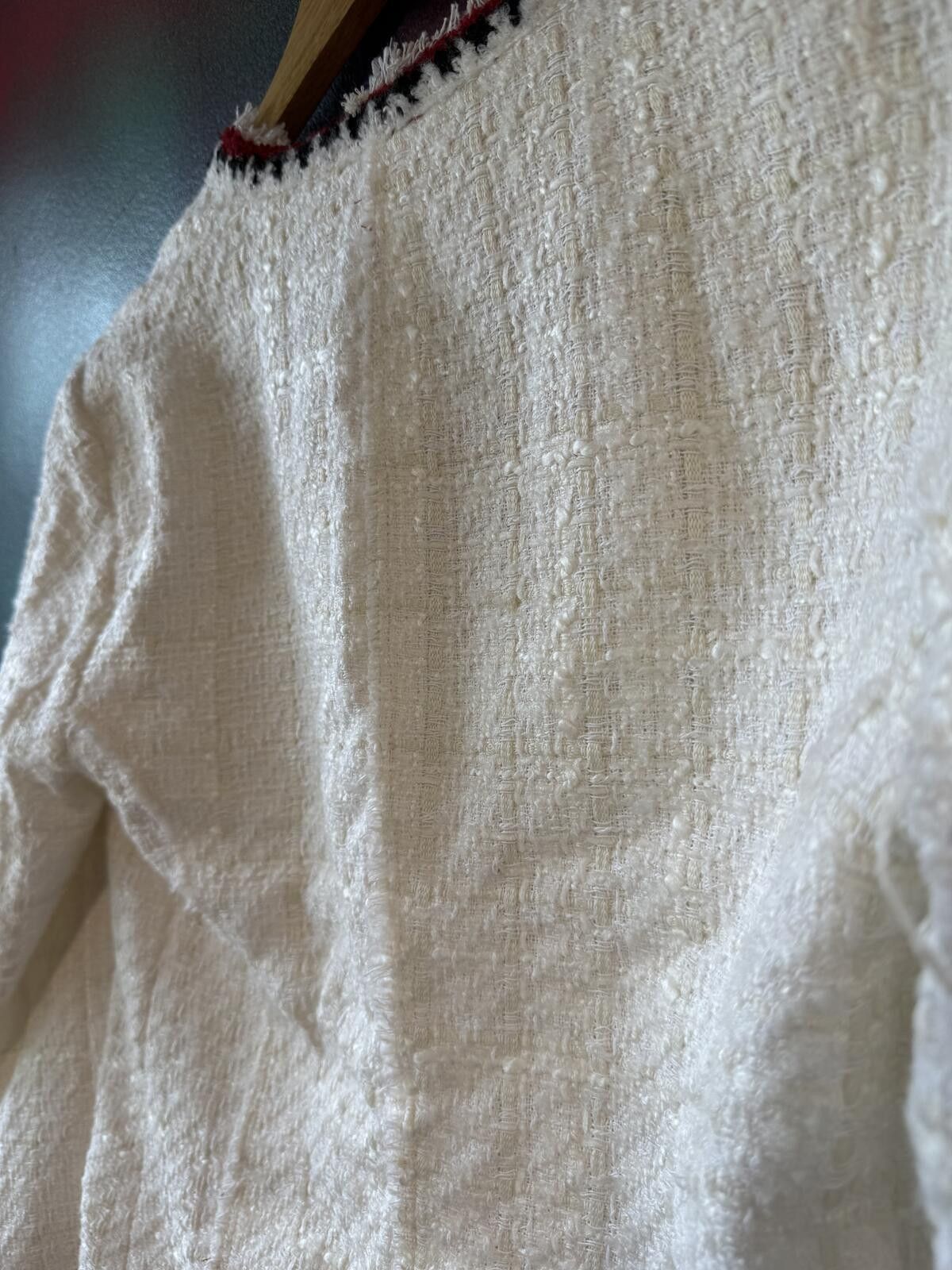 Other Zara women cream textured tweed jacket with braided trim Size M / US 6-8 / IT 42-44 - 6 Thumbnail