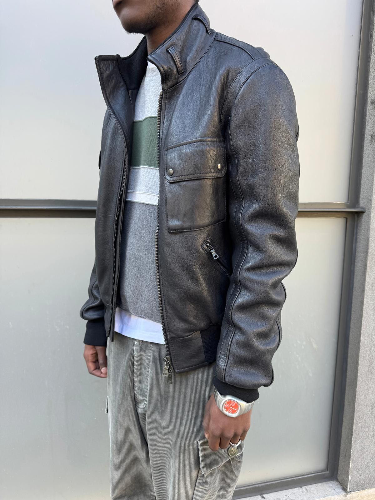 Prada Early 2000’s Prada Jet Black Leather Flight Jacket Size US L / EU 52-54 / 3 - 6 Thumbnail
