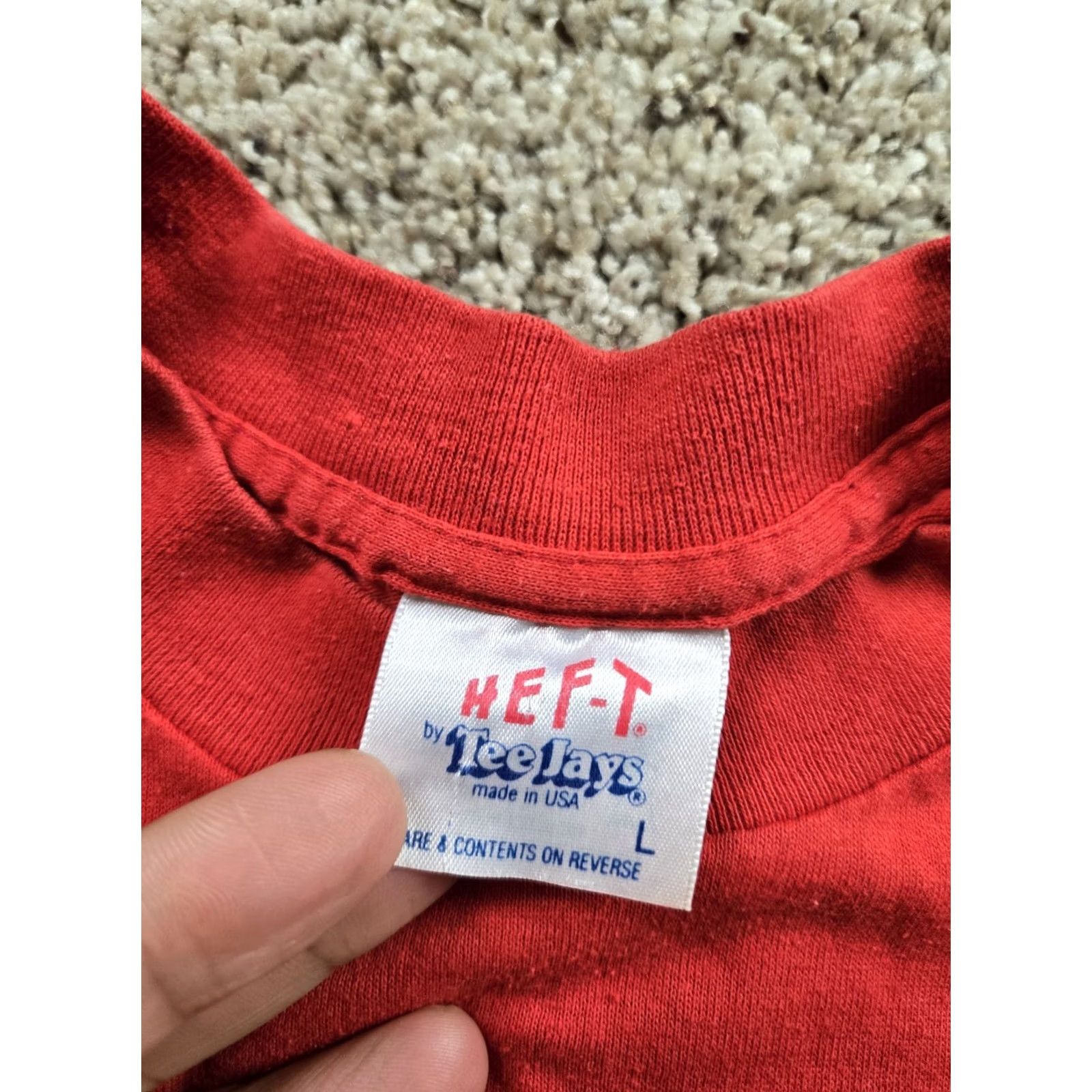 TEE JAYS VINTAGE Tee Jays Shirt Mens Large Red Canoes 1989 Single Stitch Tee Jays Logo Graphic Print Cotton T-Shirt Summer 80s Summer PR Men's Size US L / EU 52-54 / 3 - 7 Thumbnail