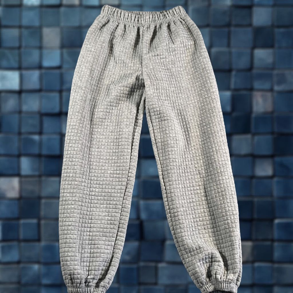 PRINCESS POLLY Princess Polly Pants Womens 4 Gray Waffle Knit Jogger Loungewear Cozy Casual Pants Size 27" / US 4 / IT 40 - 1 Thumbnail
