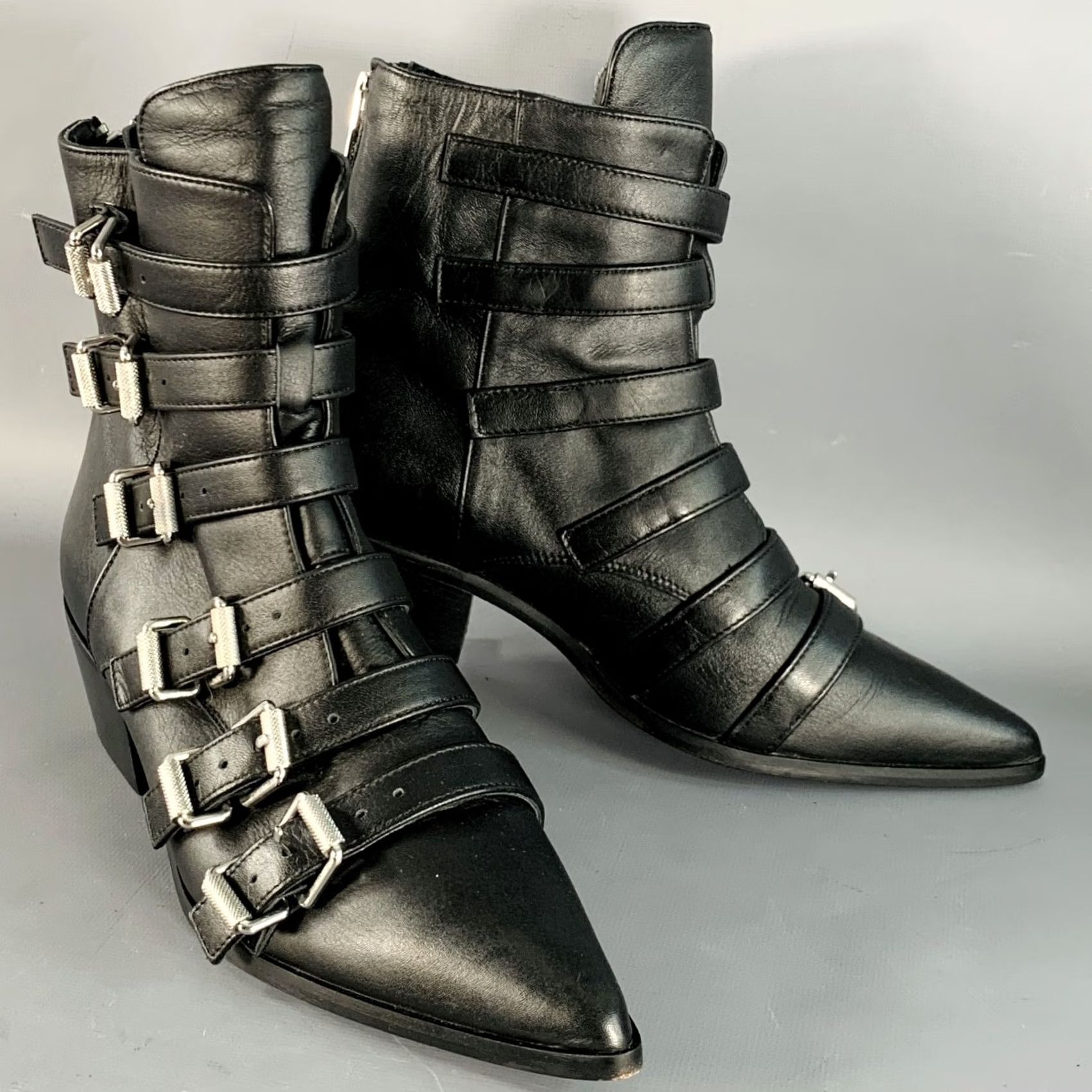 Zadig & Voltaire VINTAGE ZADIG & VOLTAIRE Size 6 Black Leather Belted Back Zipper Boots Boots Women 6 Black Leather Belted Back Zipper Size US 6 / IT 36 - 2 Thumbnail