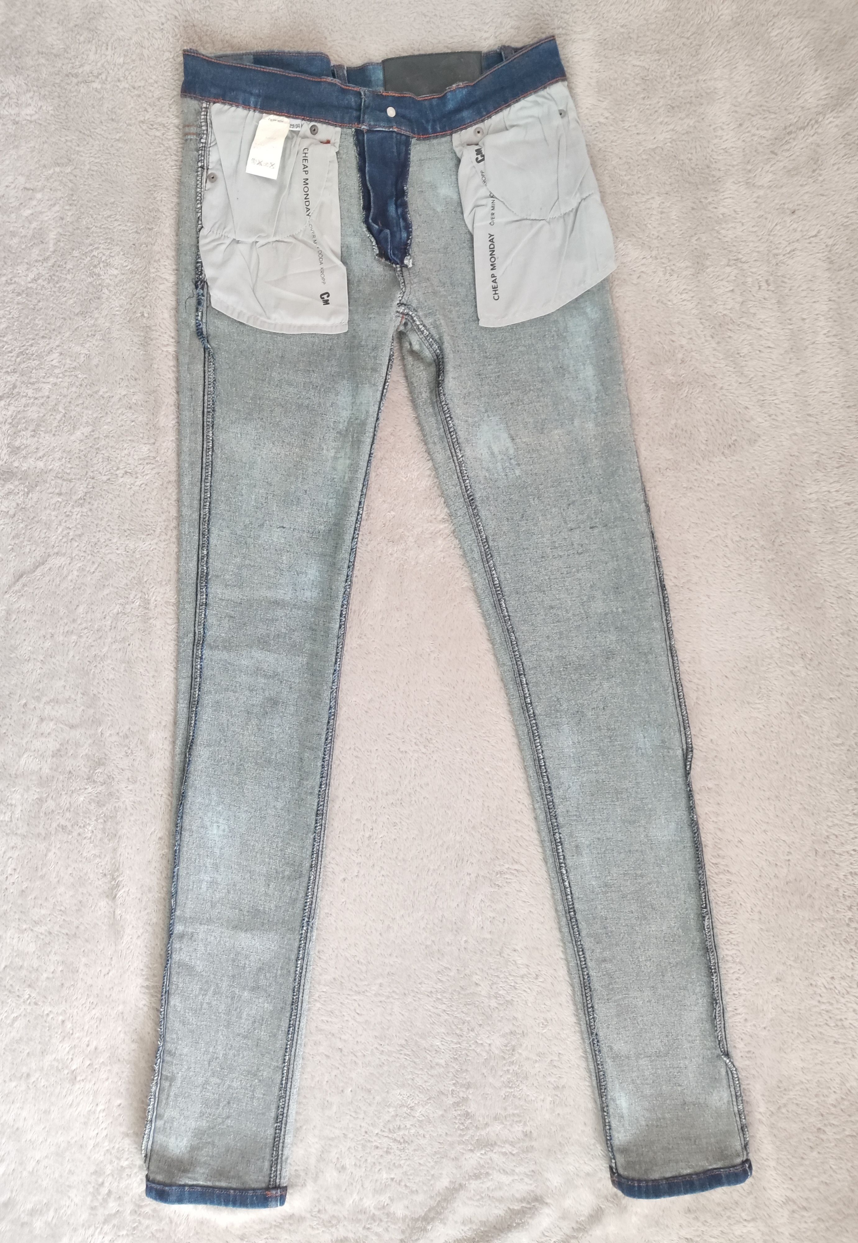 Cheap Monday Cheap Monday Y2K Zip Low Acid Wash Distressed Skinny Jeans Size 29" - 11 Thumbnail