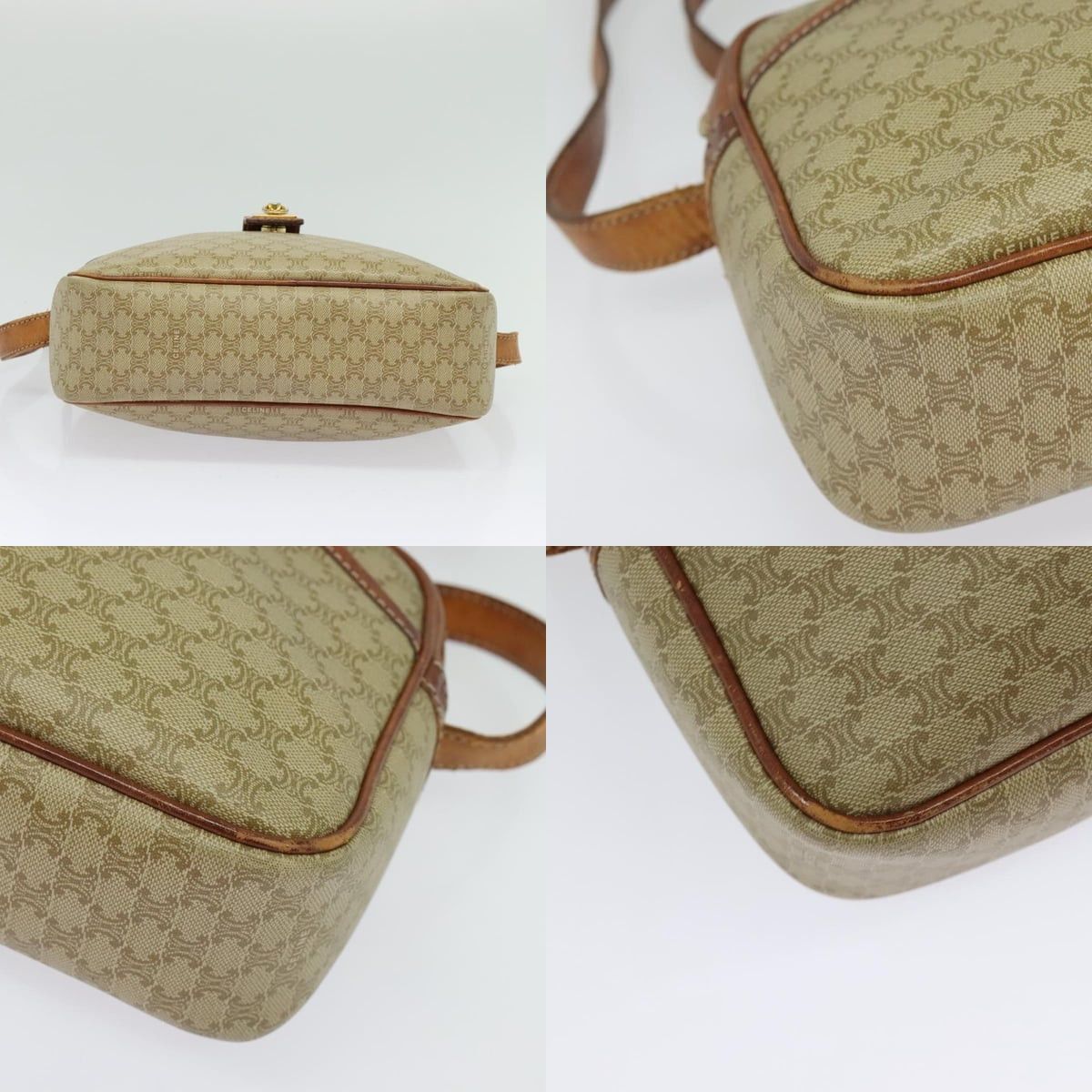 Celine CELINE Macadam Canvas Shoulder Bag Pvc Beige Gold Size ONE SIZE - 10 Thumbnail