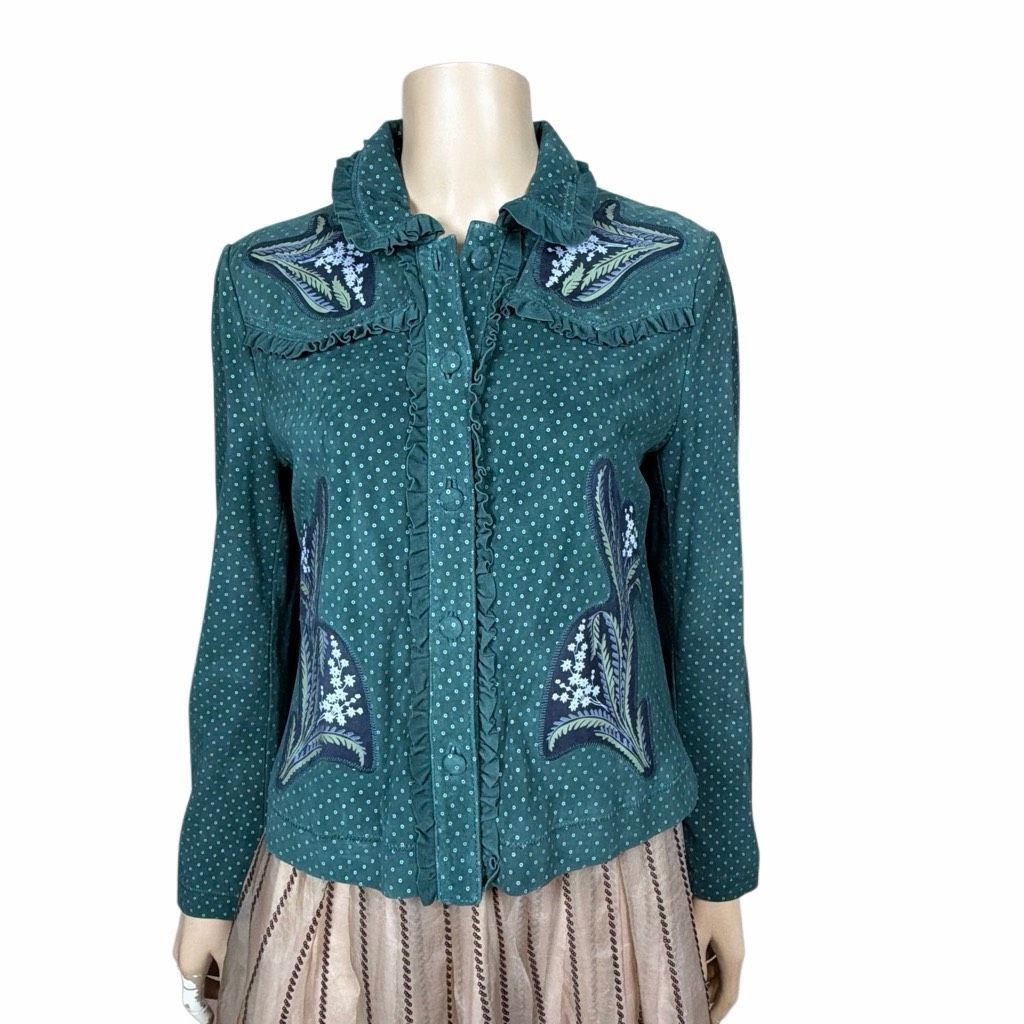 Zara NWT Zara Woman Green Lambskin Embroidered Jacket M Size M / US 6-8 / IT 42-44 - 5 Thumbnail