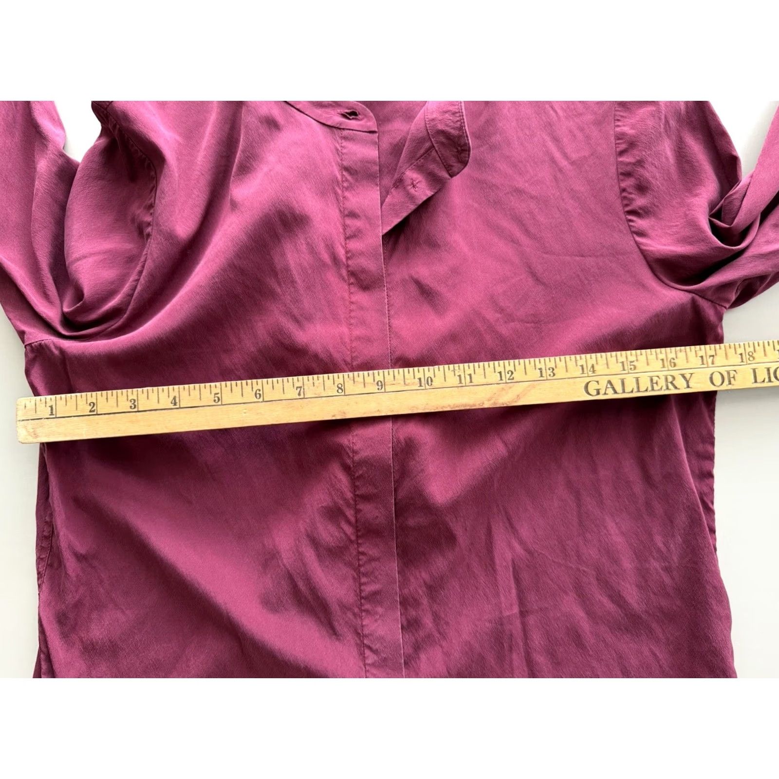 Tory Burch Tory Burch Blouse Bow Red Wine Womens Long Sleeve 6 Silk Spandex Crew Neck Button - Classic, 100% Silk, Solid, Dry Clean Only, Vintage No Size M / US 6-8 / IT 42-44 - 6 Thumbnail