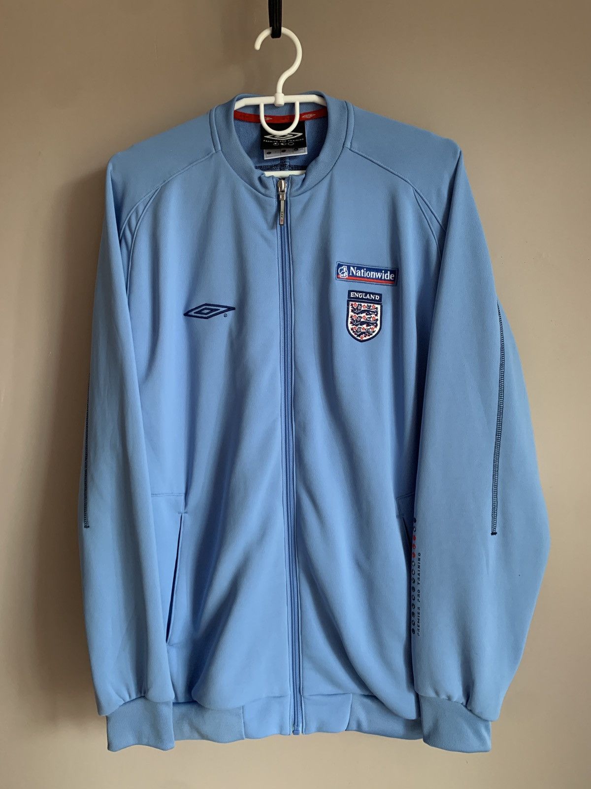 England Vintage Football Zip Jacket Umbro Soccer Retro Sz L