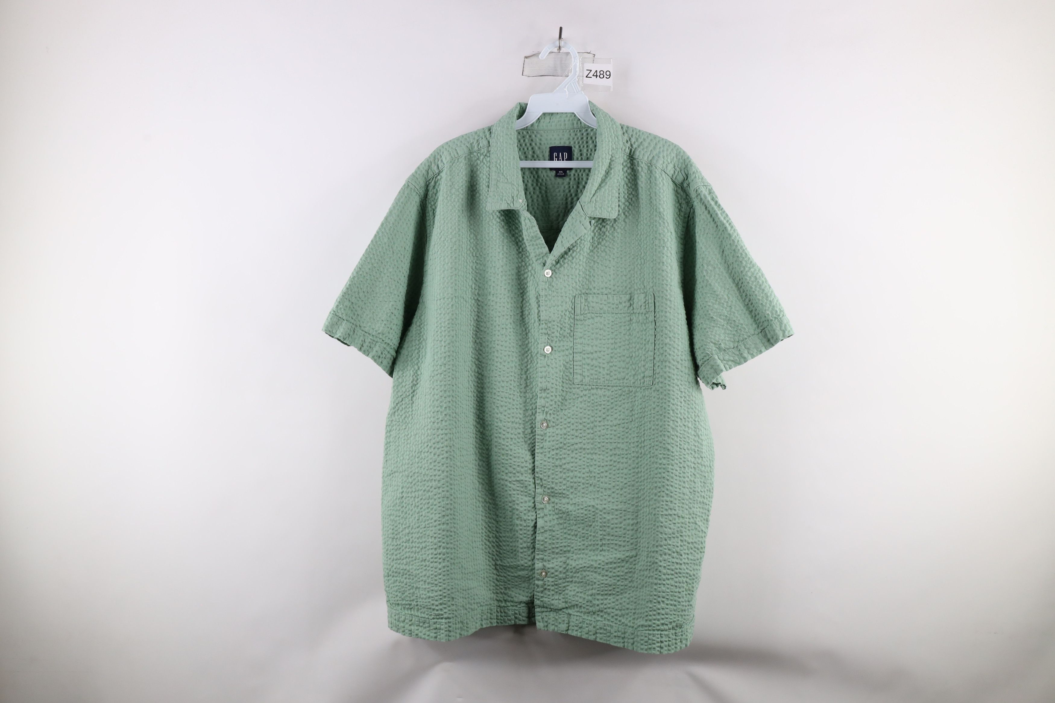 Gap × Vintage Vintage Gap Seer Sucker Short Sleeve Button Shirt Green Size US XXL / EU 58 / 5 - 1 Thumbnail