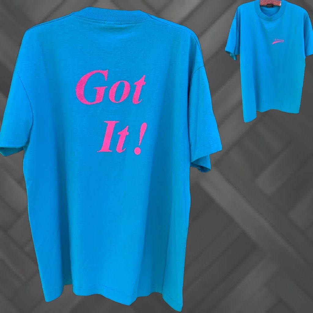 Fruit Of The Loom VINTAGE Fruit of the Loom T-Shirt Shirt Unisex Adults L Crew Neck Short Sleeve Blue 90s Schwing Got It Graphic Single Stitch Tee Size US L / EU 52-54 / 3 - 1 Thumbnail