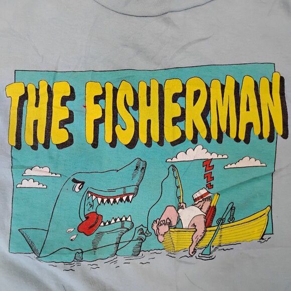 Other Vintage 90s The Fisherman Shark Illustration T-Shirt Size US L / EU 52-54 / 3 - 1 Thumbnail