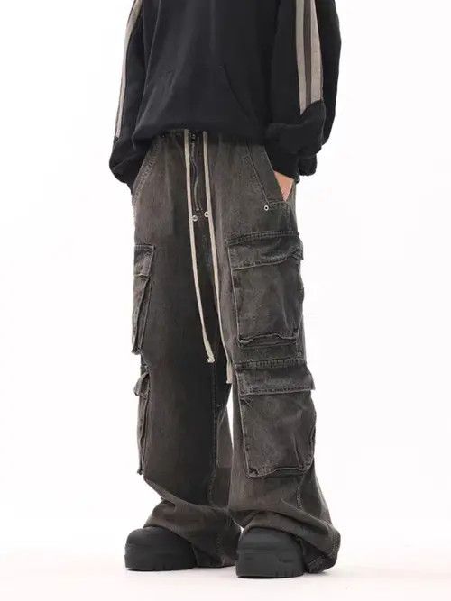 VIBE Vintage multi-pocket washed distressed micro-flared jeans Size US 28 / EU 44 - 3 Thumbnail