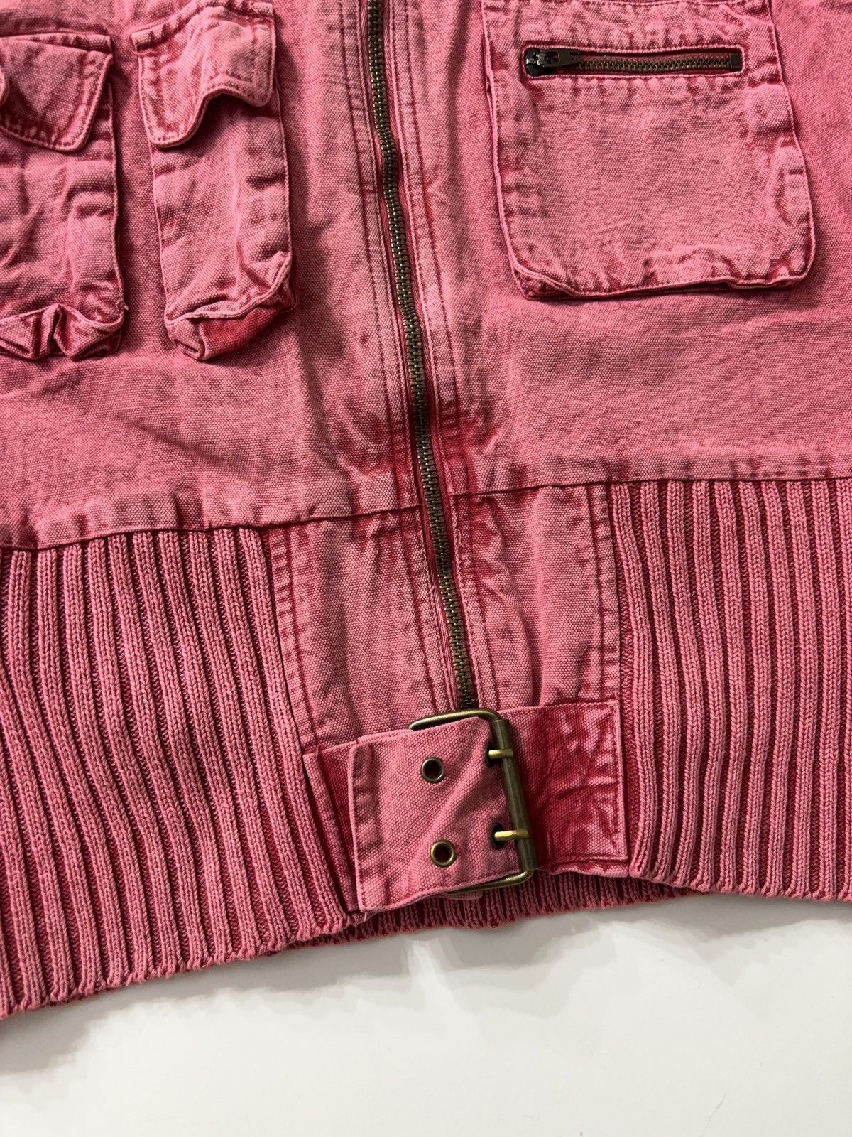 Vintage FADED MULTI-POCKET CROPPED MOTO LONG SLEEVE ZIP SWEATER Size M / US 6-8 / IT 42-44 - 8 Thumbnail
