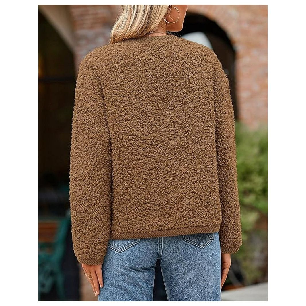 The Unbranded Brand PrettyGarde Women Faux Fur Coat Fall Fuzzy Fleece Button up Size M / US 6-8 / IT 42-44 - 3 Thumbnail